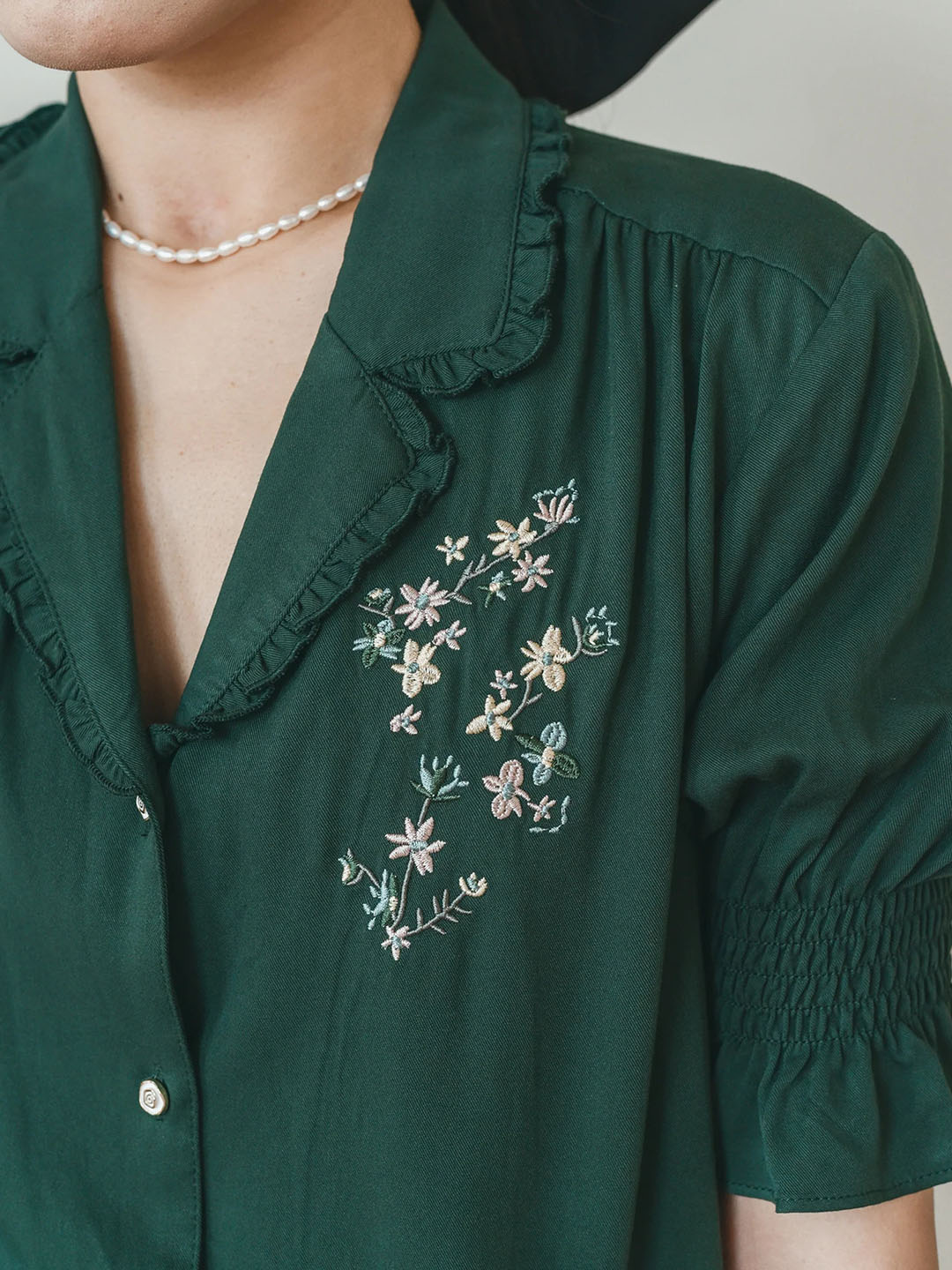 【Final Sale】Alicia Floral Embroidery V-Neck Blouse