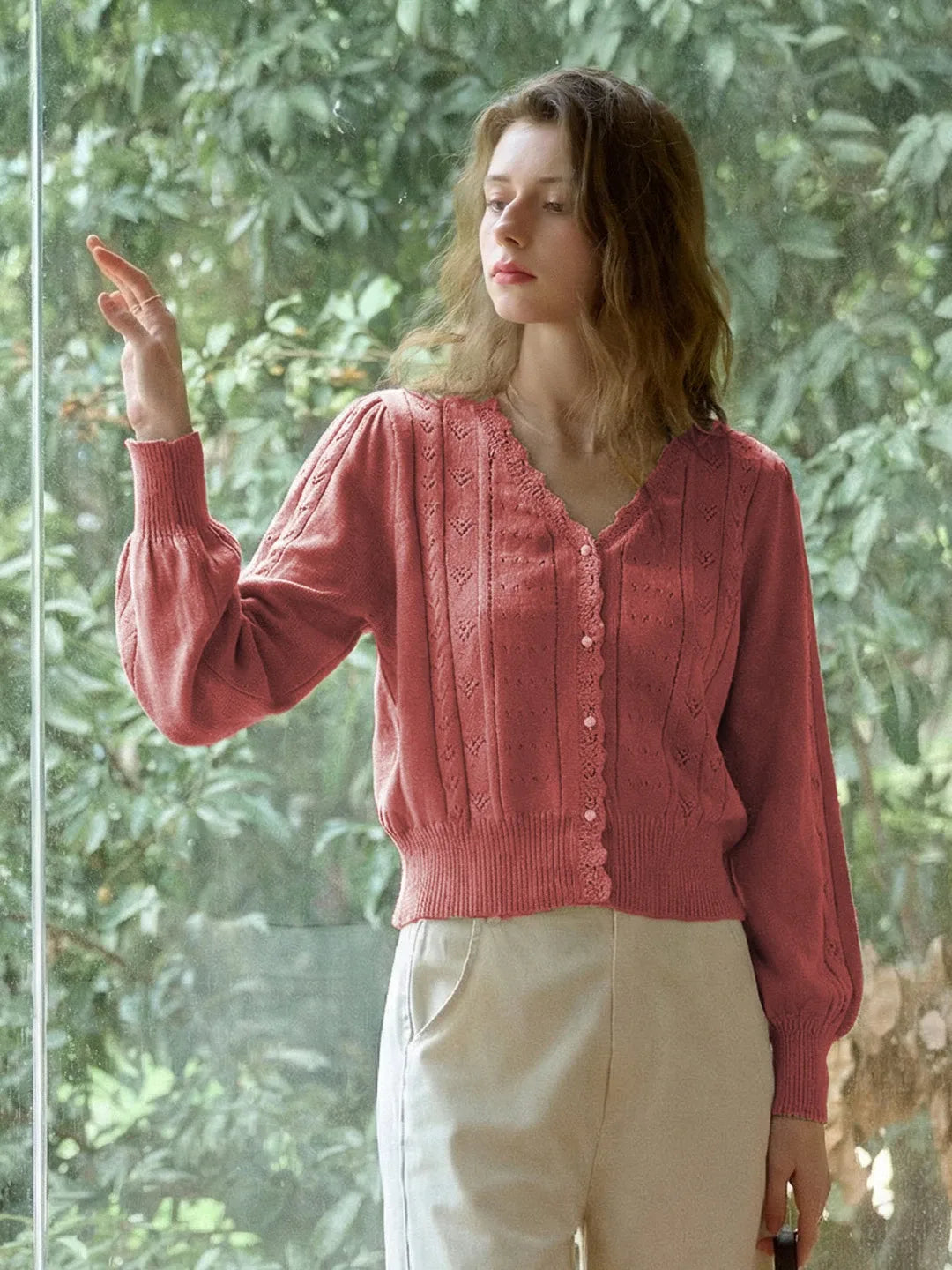 Livia V-Neck Hollow Cardigan