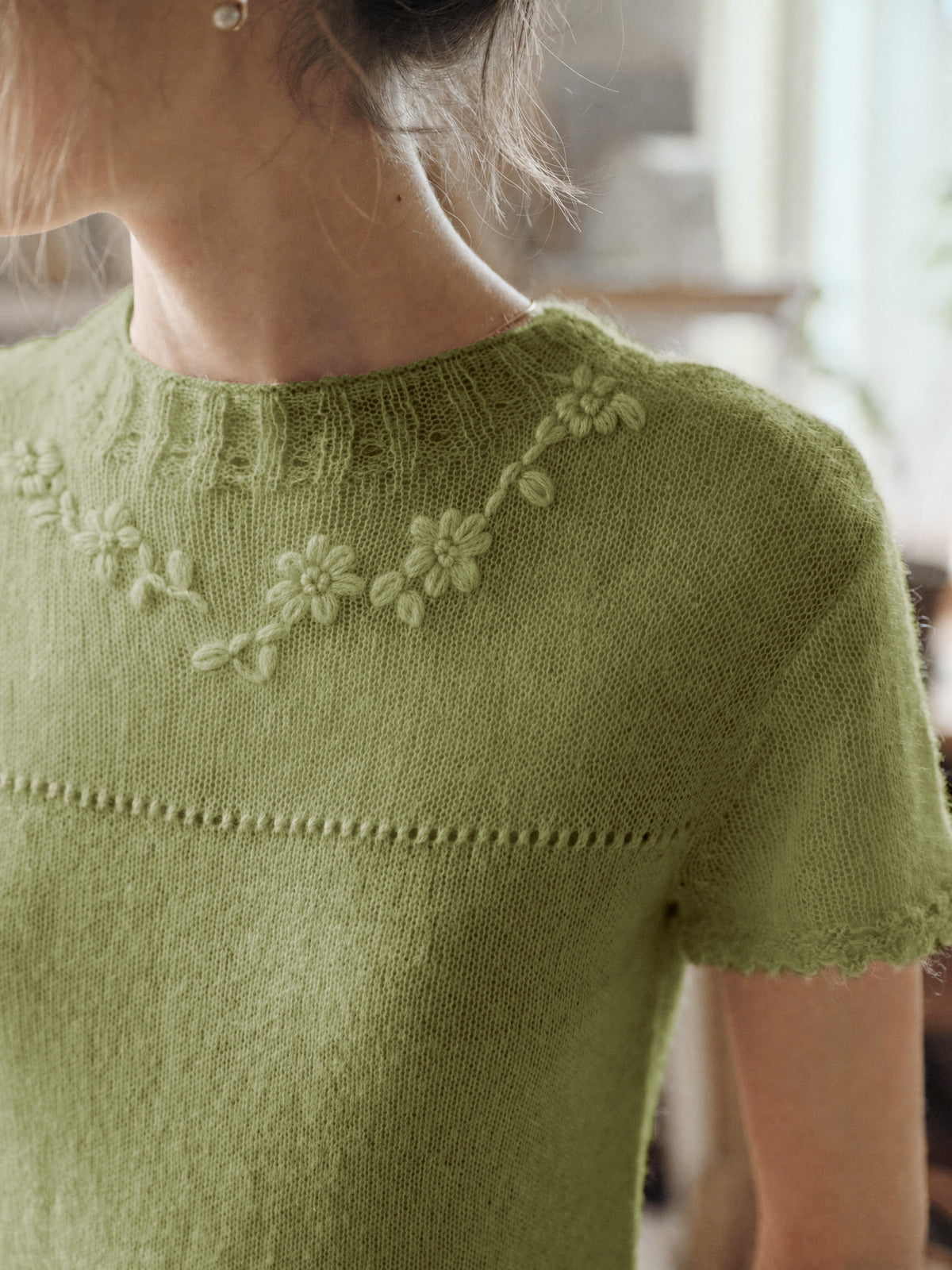 Ellianna Round Neck Lace Embroidery Knitwear