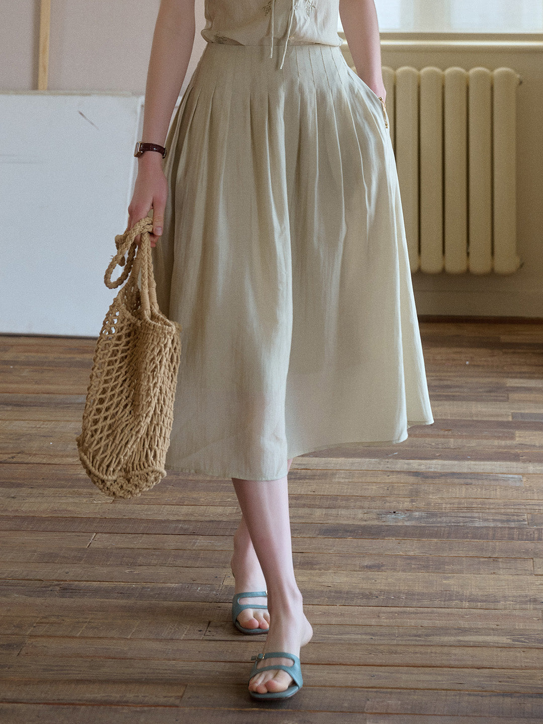 Alexandra Pleated Lyocell Skirt