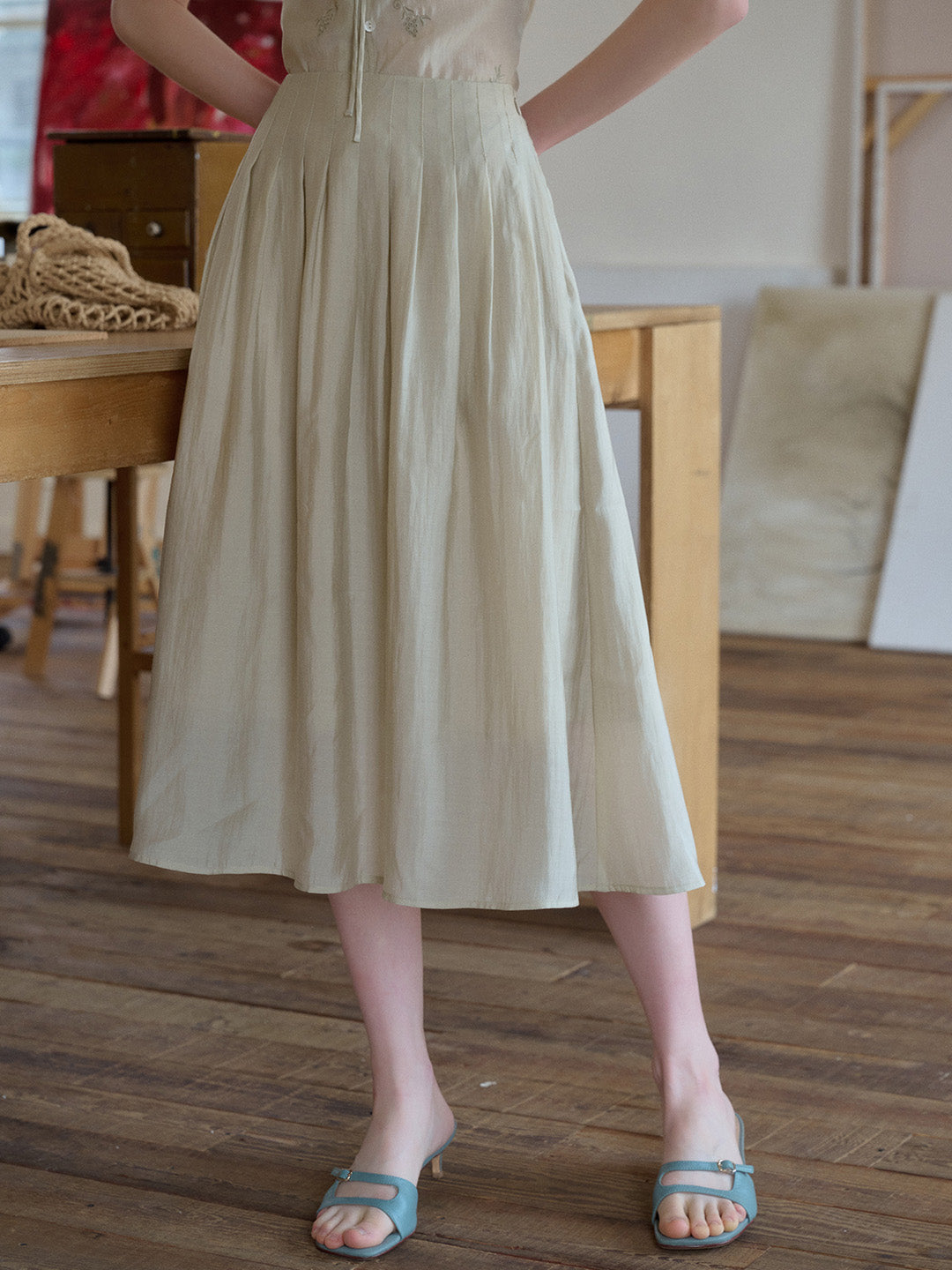 Alexandra Pleated Lyocell Skirt