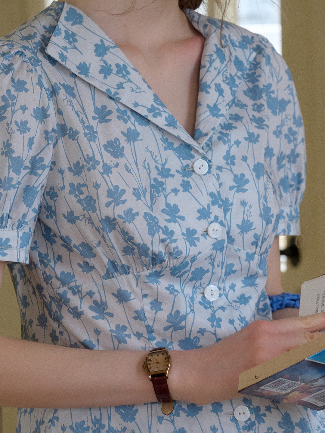 Kylie V-Neck Floral 100% Cotton Blouse