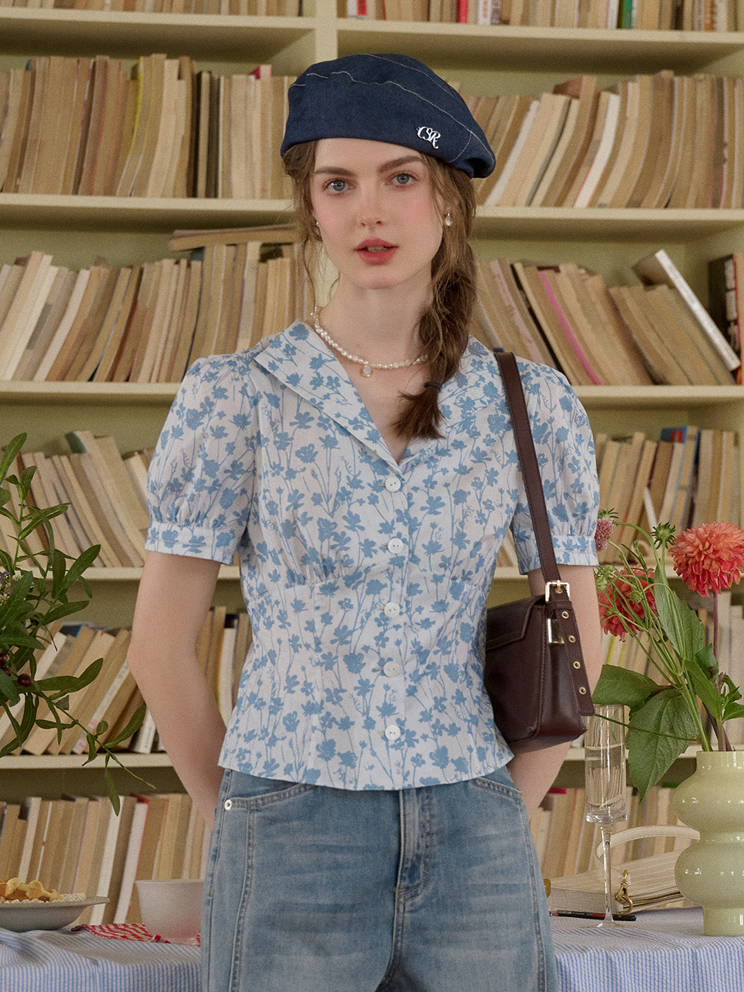 Kylie V-Neck Floral 100% Cotton Blouse
