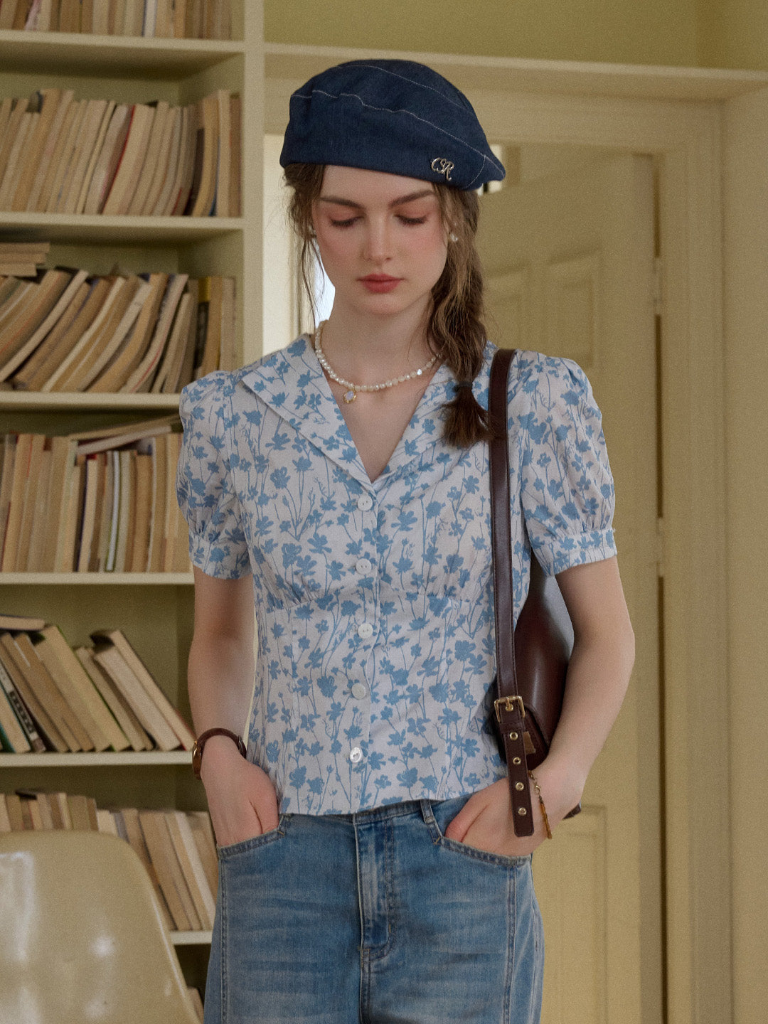 Kylie V-Neck Floral 100% Cotton Blouse