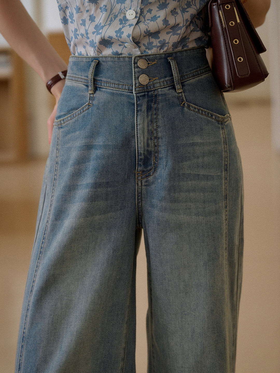 Kailan High-Waisted Cotton Jeans