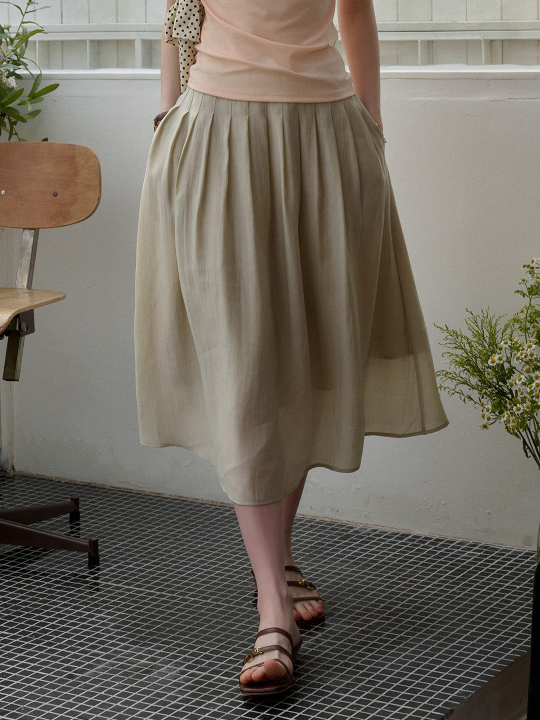 Alexandra Pleated Lyocell Skirt