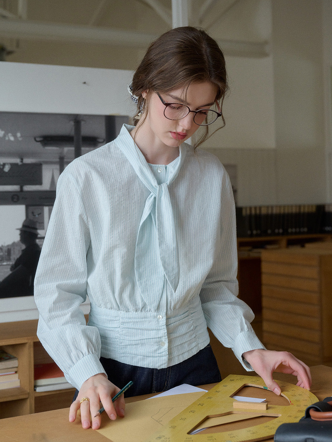 Alessia Round Neck Tie 100% Cotton Blouse