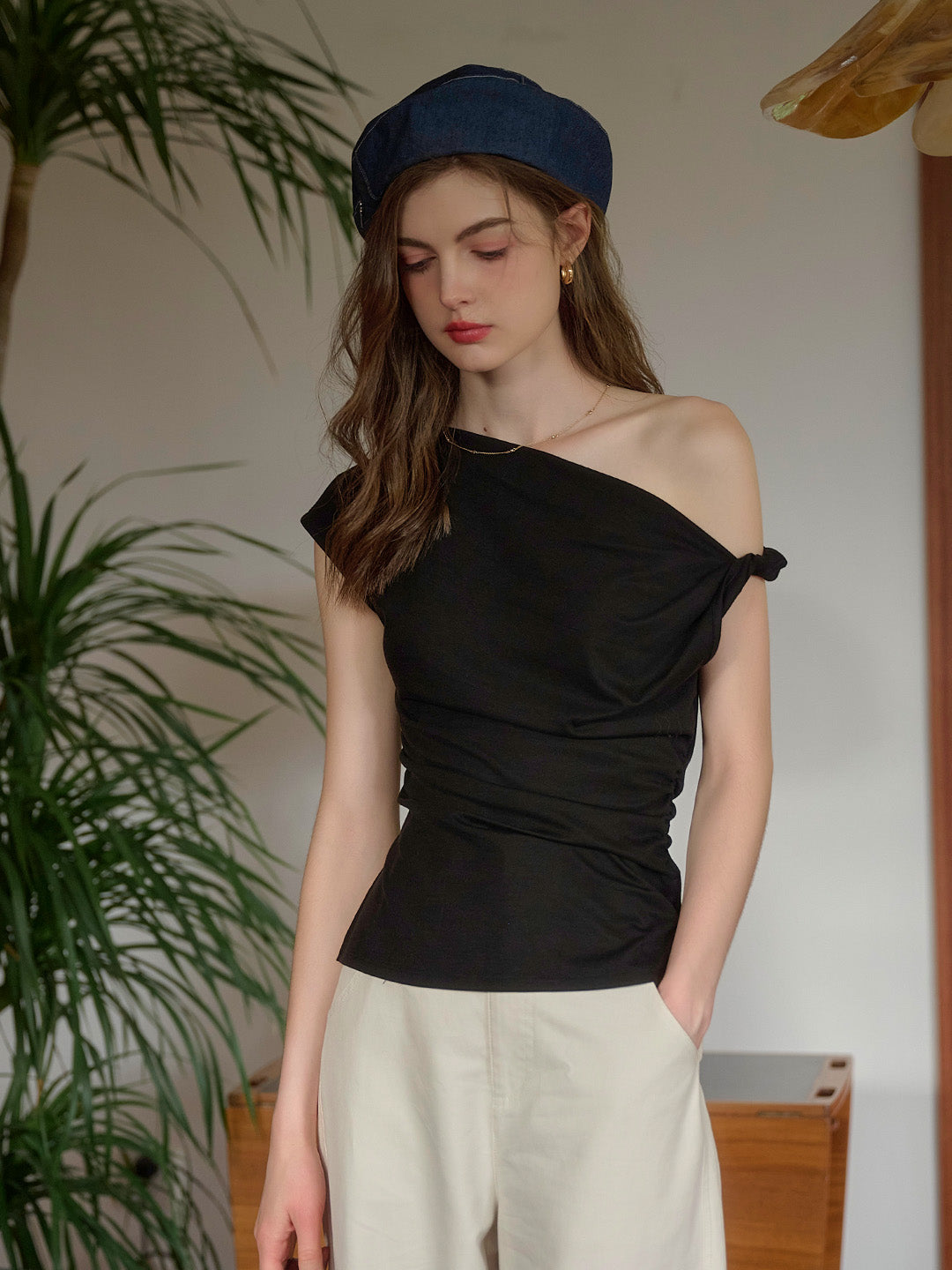 Andrea Off-shoulder Waist Lyocell Top