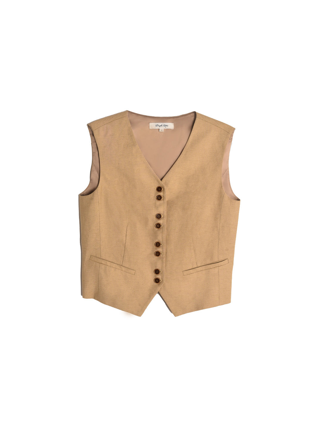 Maggie V-Neck Button Linen Vest