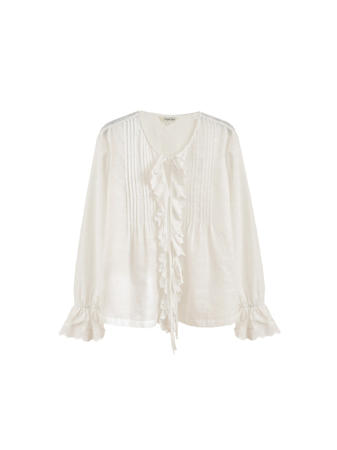 Jayla Round Neck Pleats Trumpet Sleeve Blouse