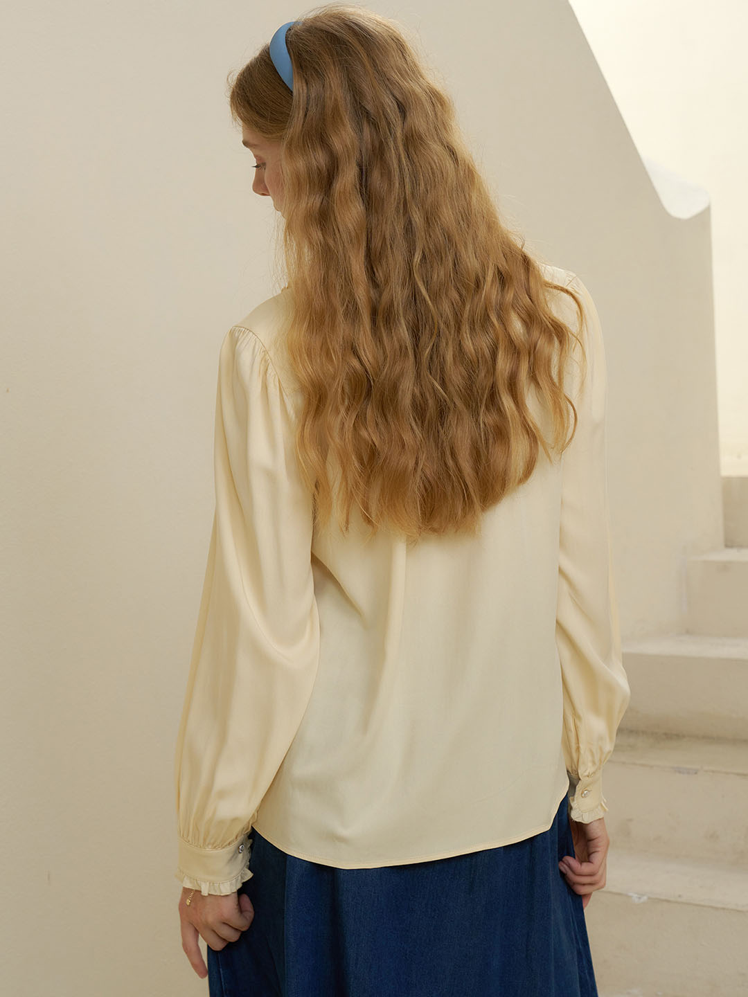 【Final Sale】Convallaria Floral Embroidered Orange Puff Top