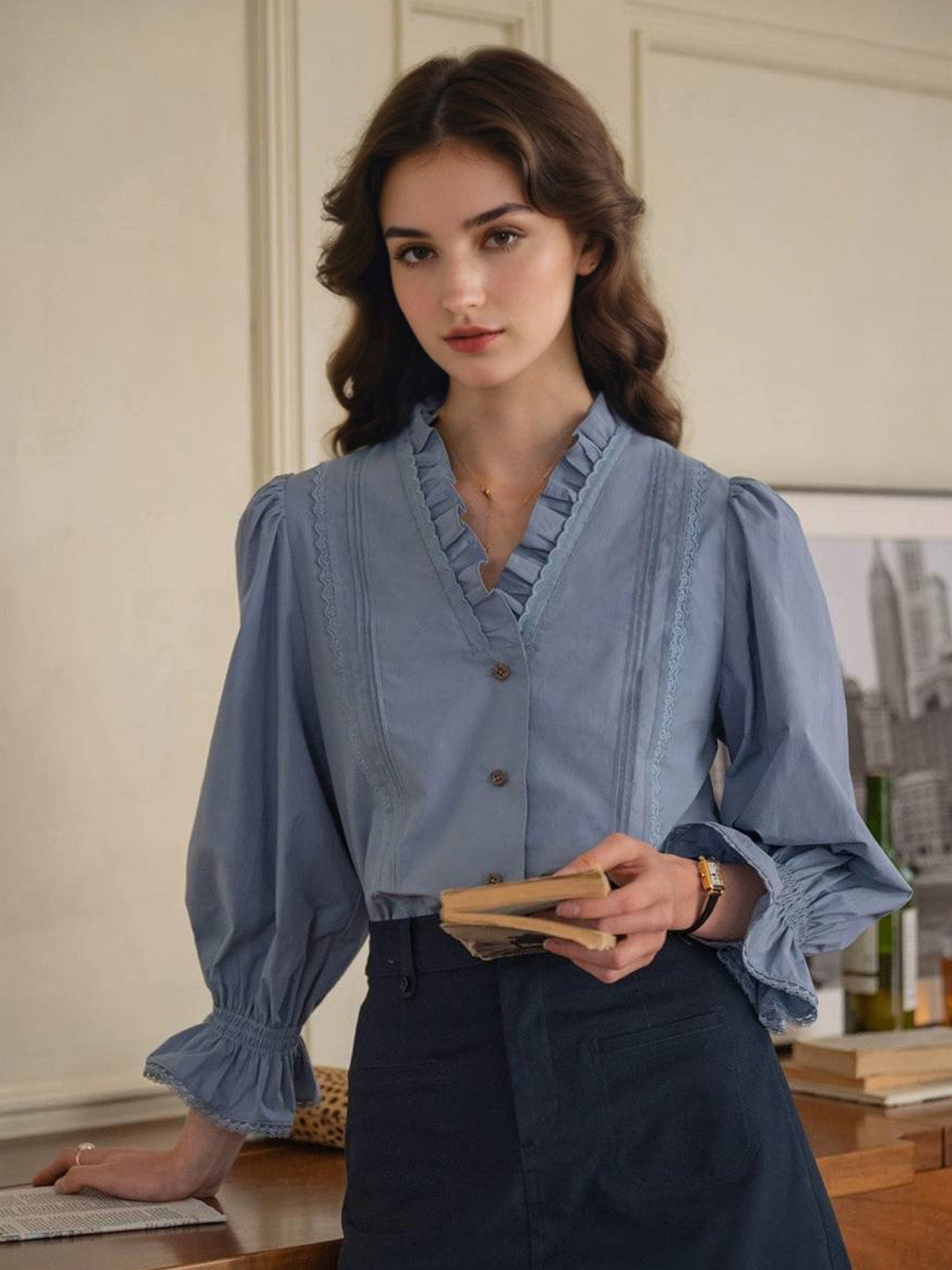 Malani V-Neck Puff Sleeve Blouse