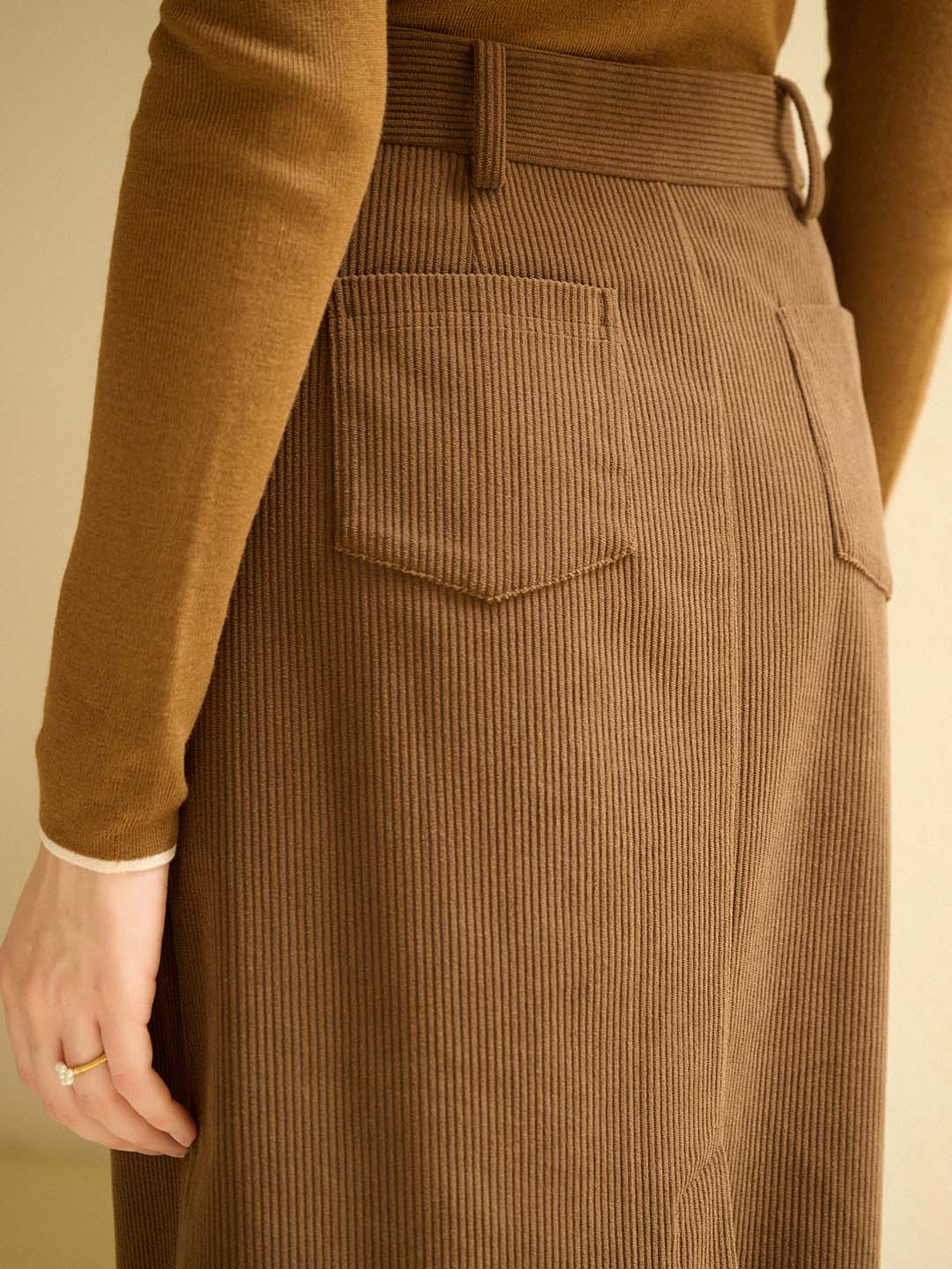 Ella Vintage Slit Corduroy Skirt