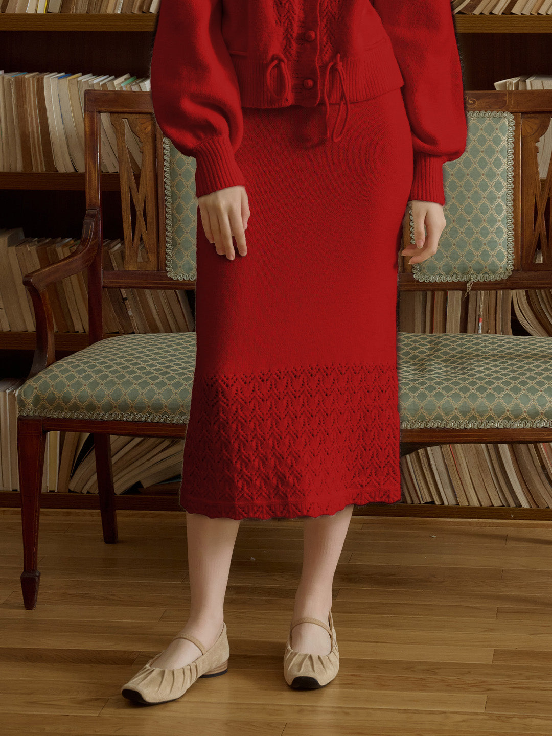 【Final Sale】Charley Cutout Crocheted Hem Skirt