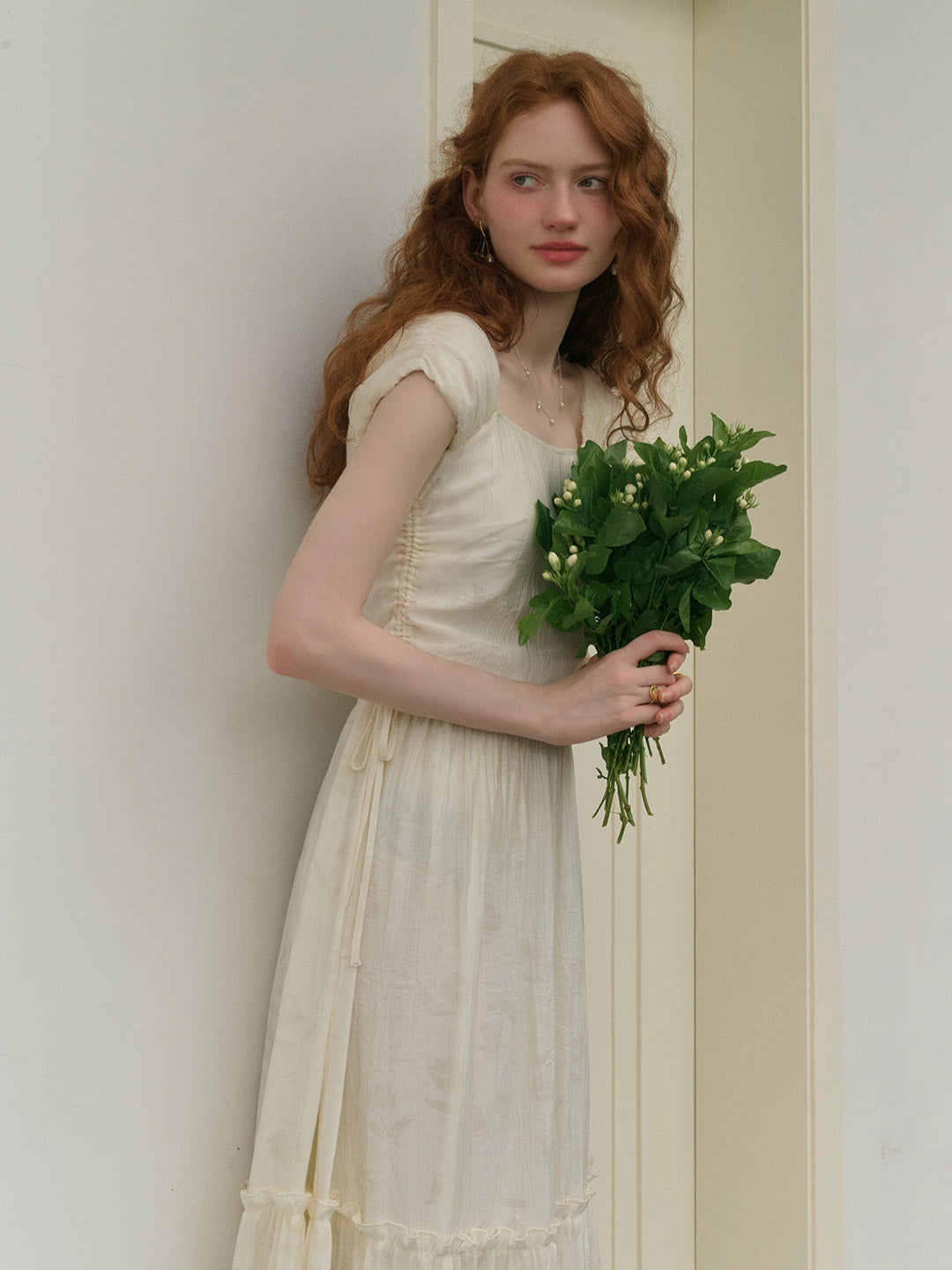 【Final Sale】Grace Square Neck Waist Viscose Dress