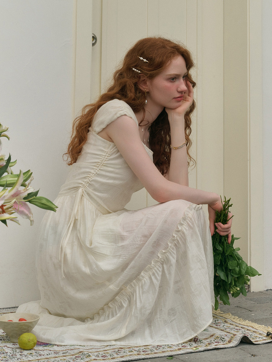 【Final Sale】Grace Square Neck Waist Viscose Dress
