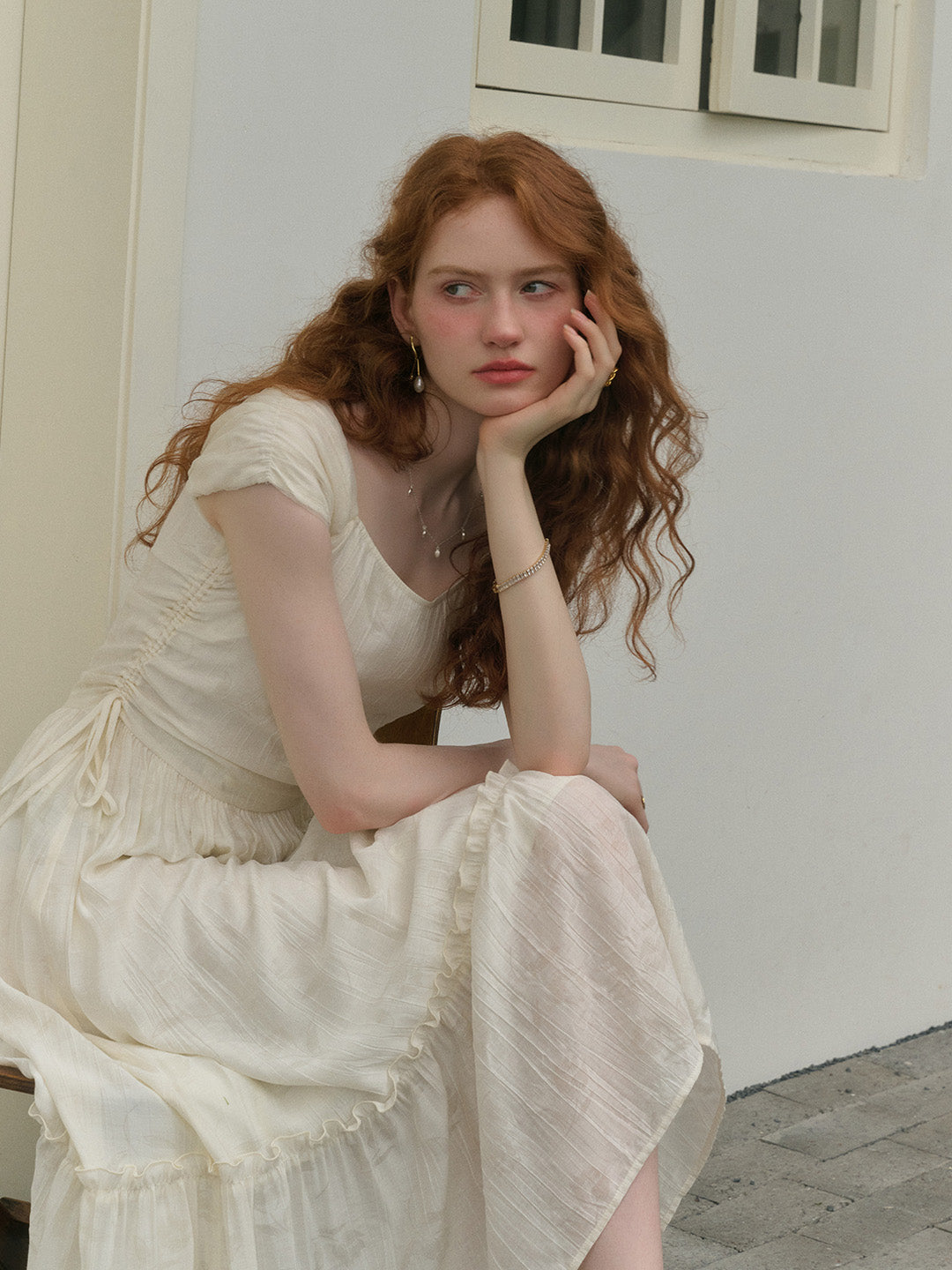 【Final Sale】Grace Square Neck Waist Viscose Dress