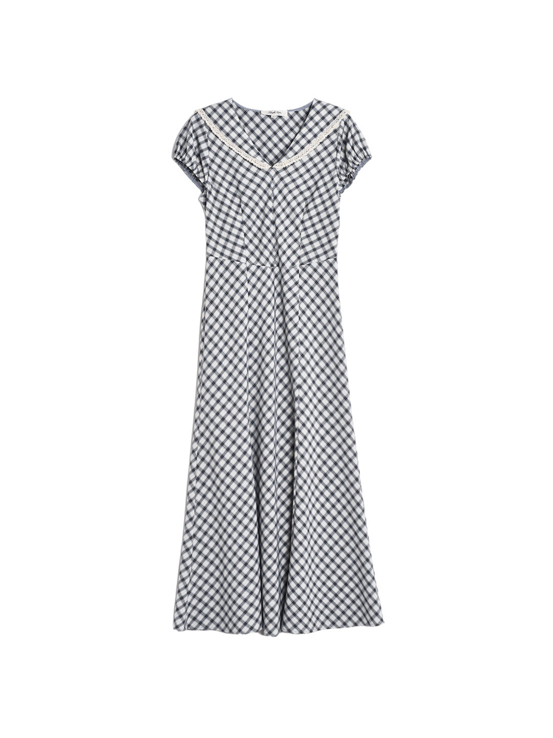 Athena V-Neck Plaid Lace Viscose Dress
