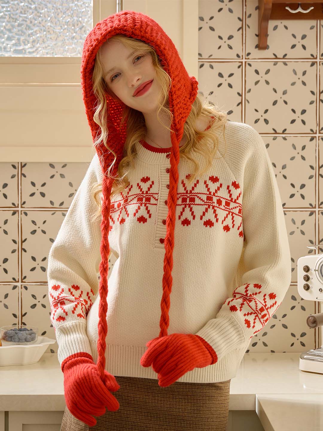 Crew Neck Contrast Binding Sweater