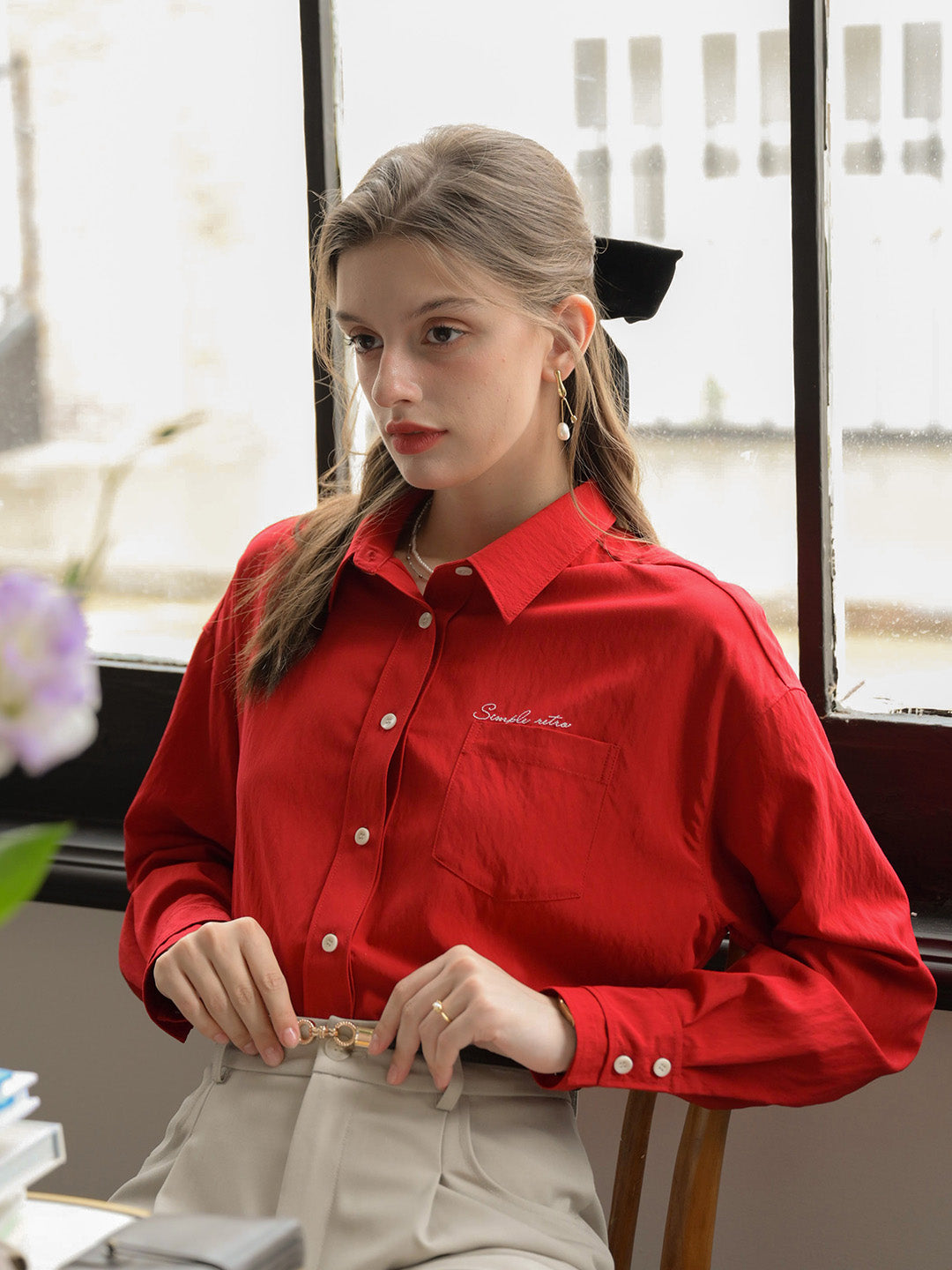 Estrella Classic Lapel Contrast SR Logo Embroidered Pocket Shirt - Yellow