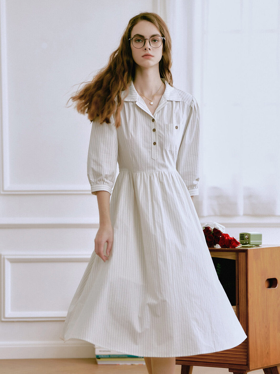 【Final Sale】Celeste Lapel Button-on Dress