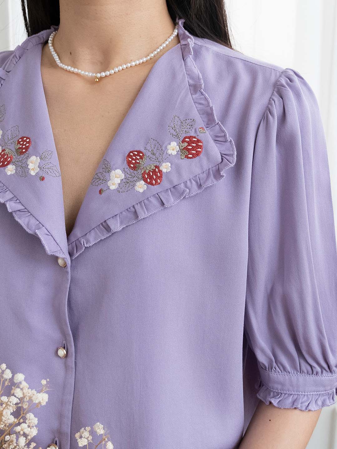Erin Embroidered Collar Purple Blouse