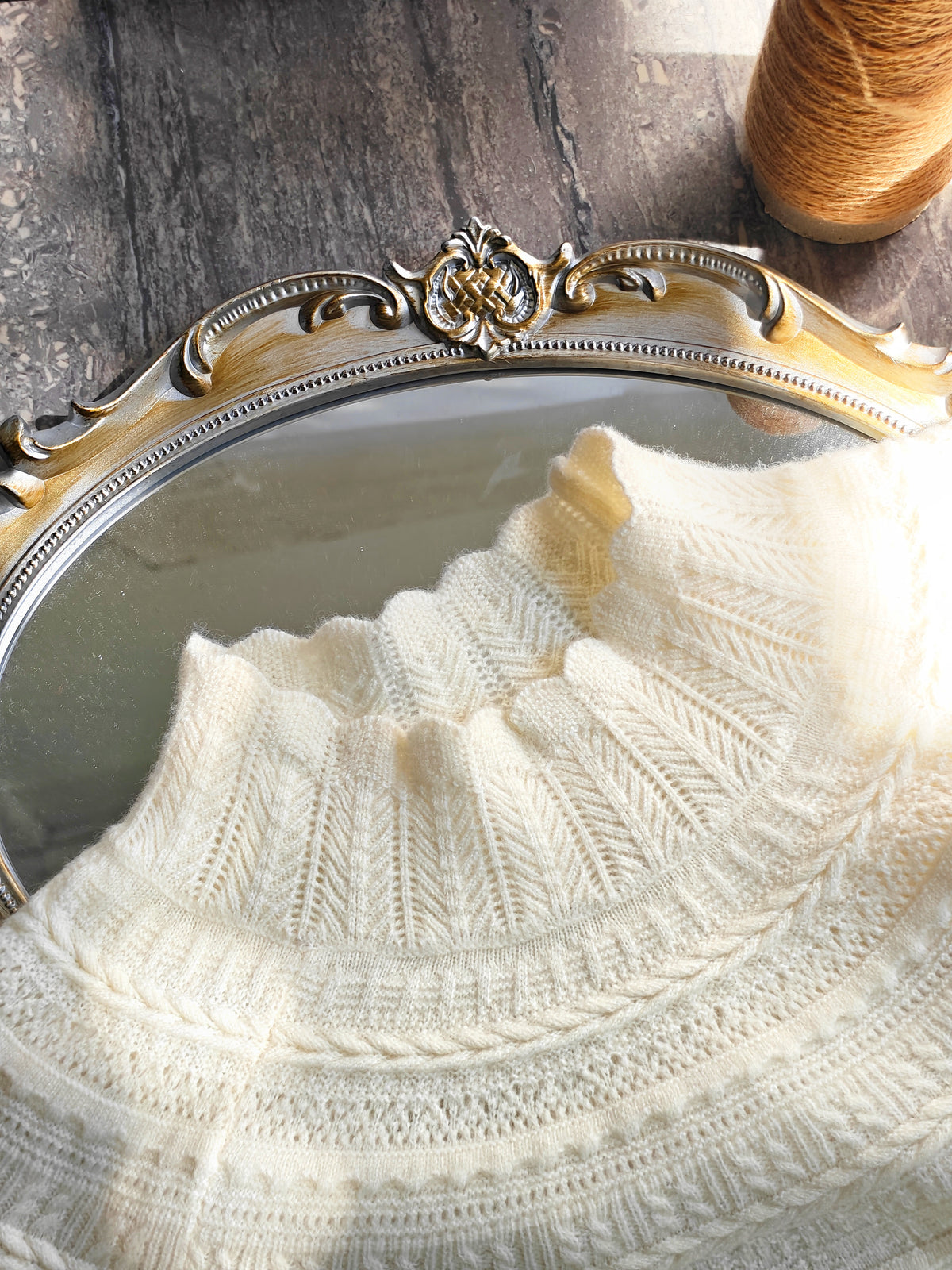 Odile Pointelle Mock Neck Sweater