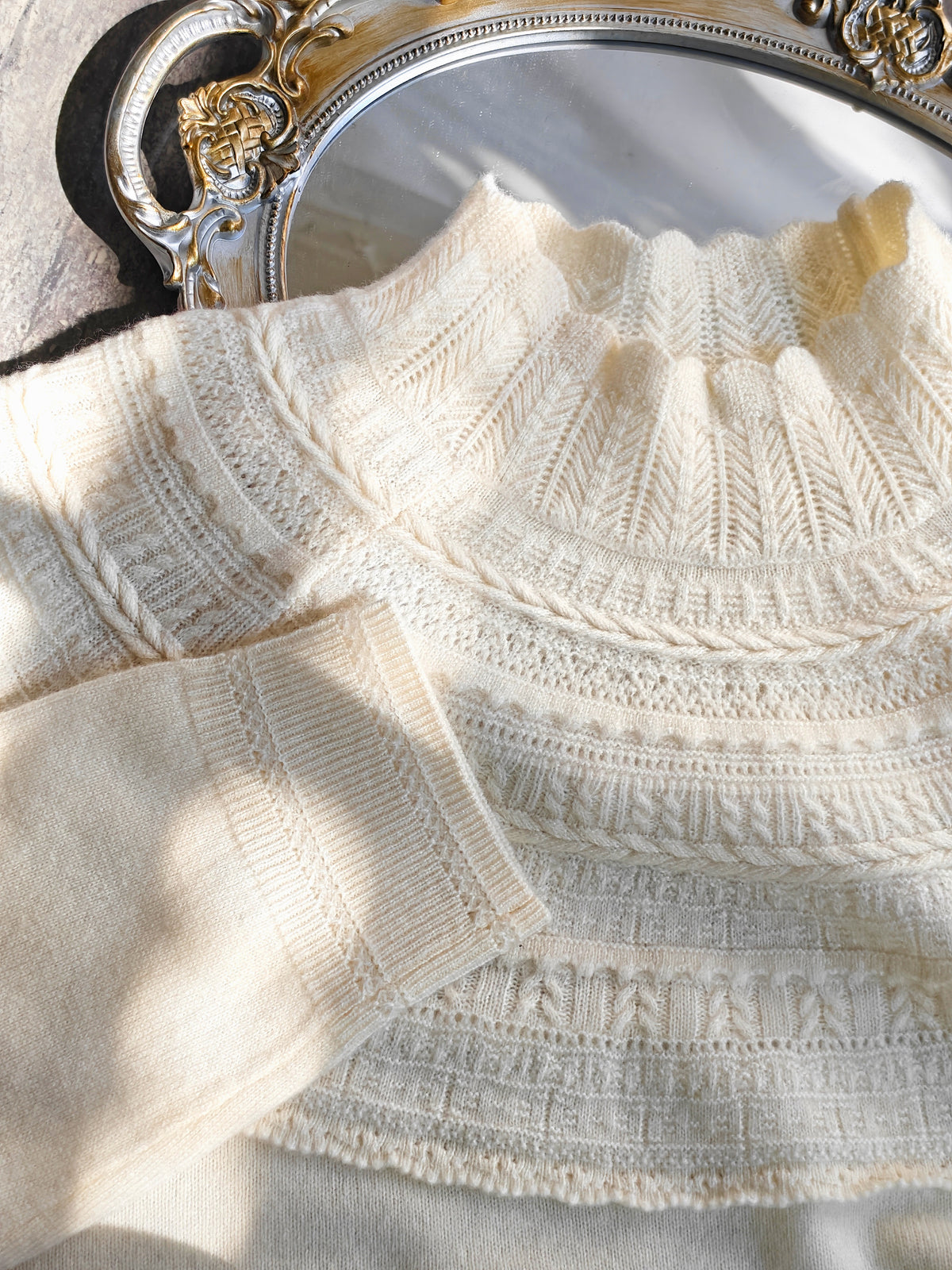 Odile Pointelle Mock Neck Sweater