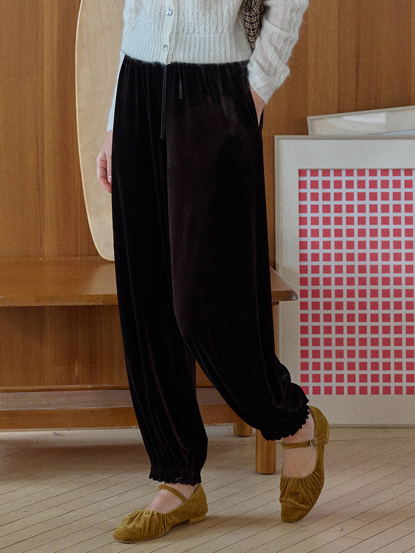 Leanna Loose Velvet Tapered All-Purpose Pants