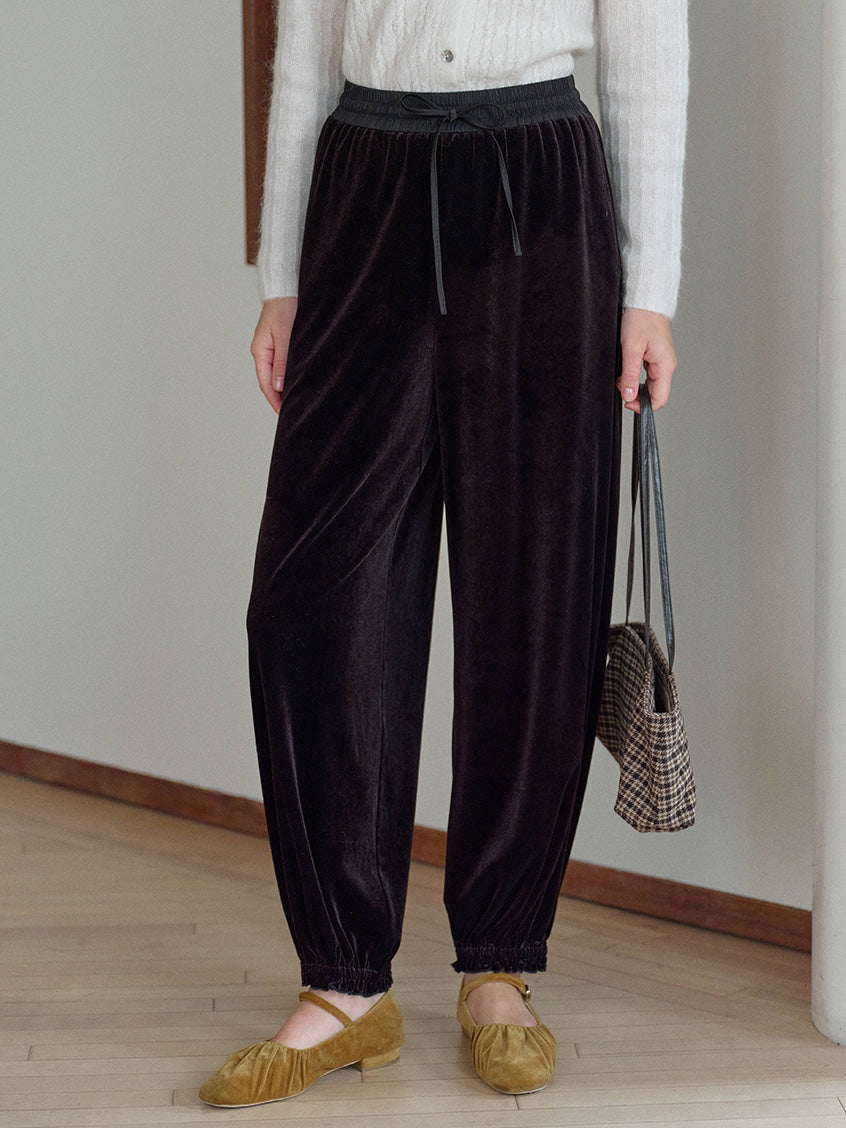 Leanna Loose Velvet Tapered All-Purpose Pants