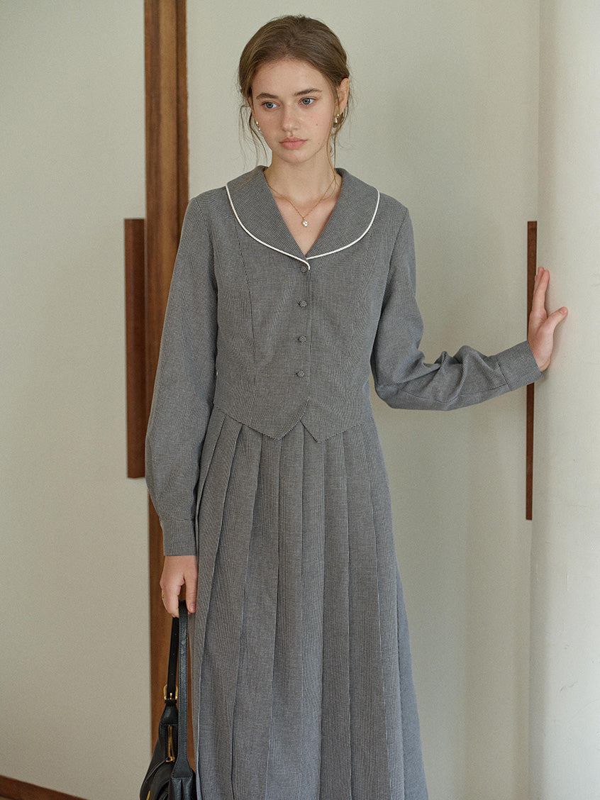 Esperanza Sailor Collar Plaid Dress