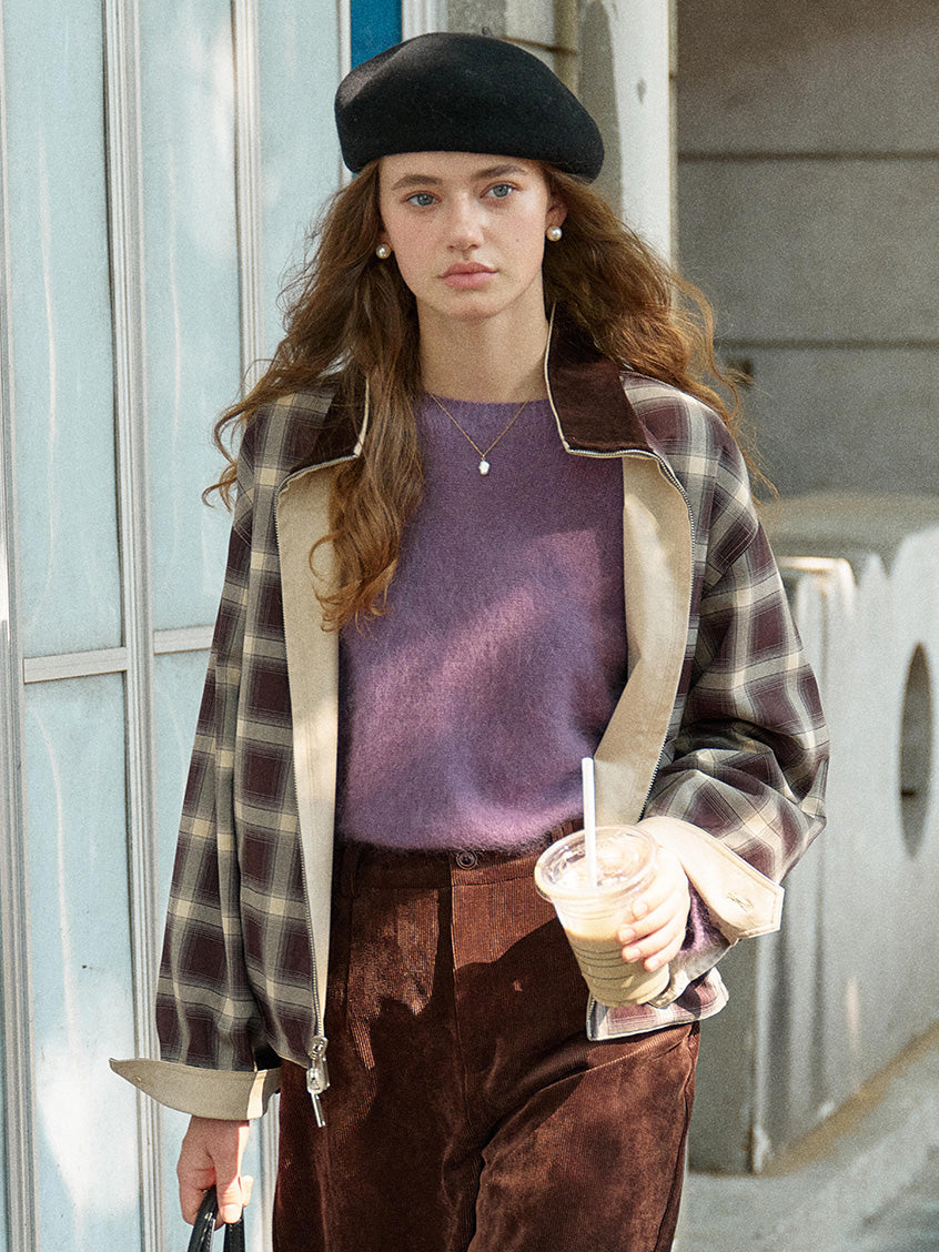 Mariah Plaid & Khaki Reversible Jacket