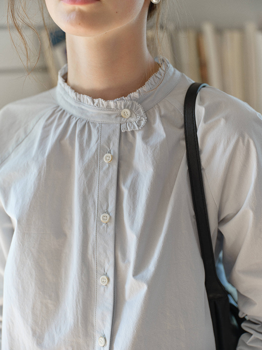Kaliyah 100%Cotton Solid Round Neck Blouse