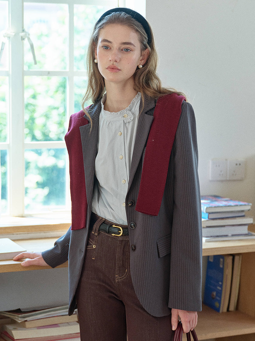 Natasha Pinstripe Single-Breasted Suit Blazer