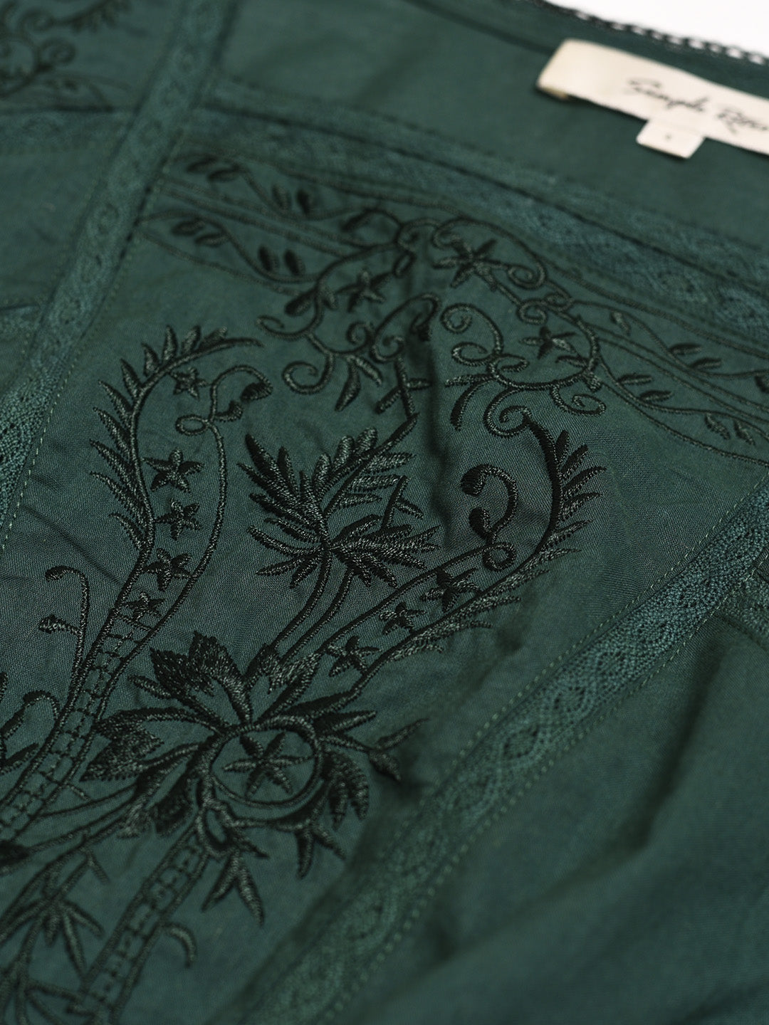 Oakley Square Neck Jacquard Lace Green Blouse