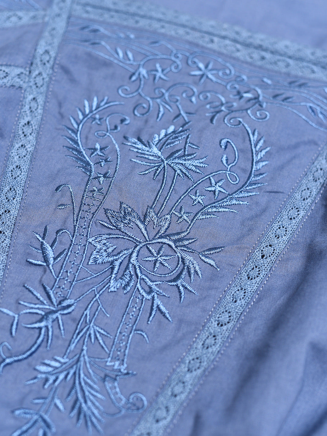 Oakley Square Neck Jacquard Lace Blue Blouse