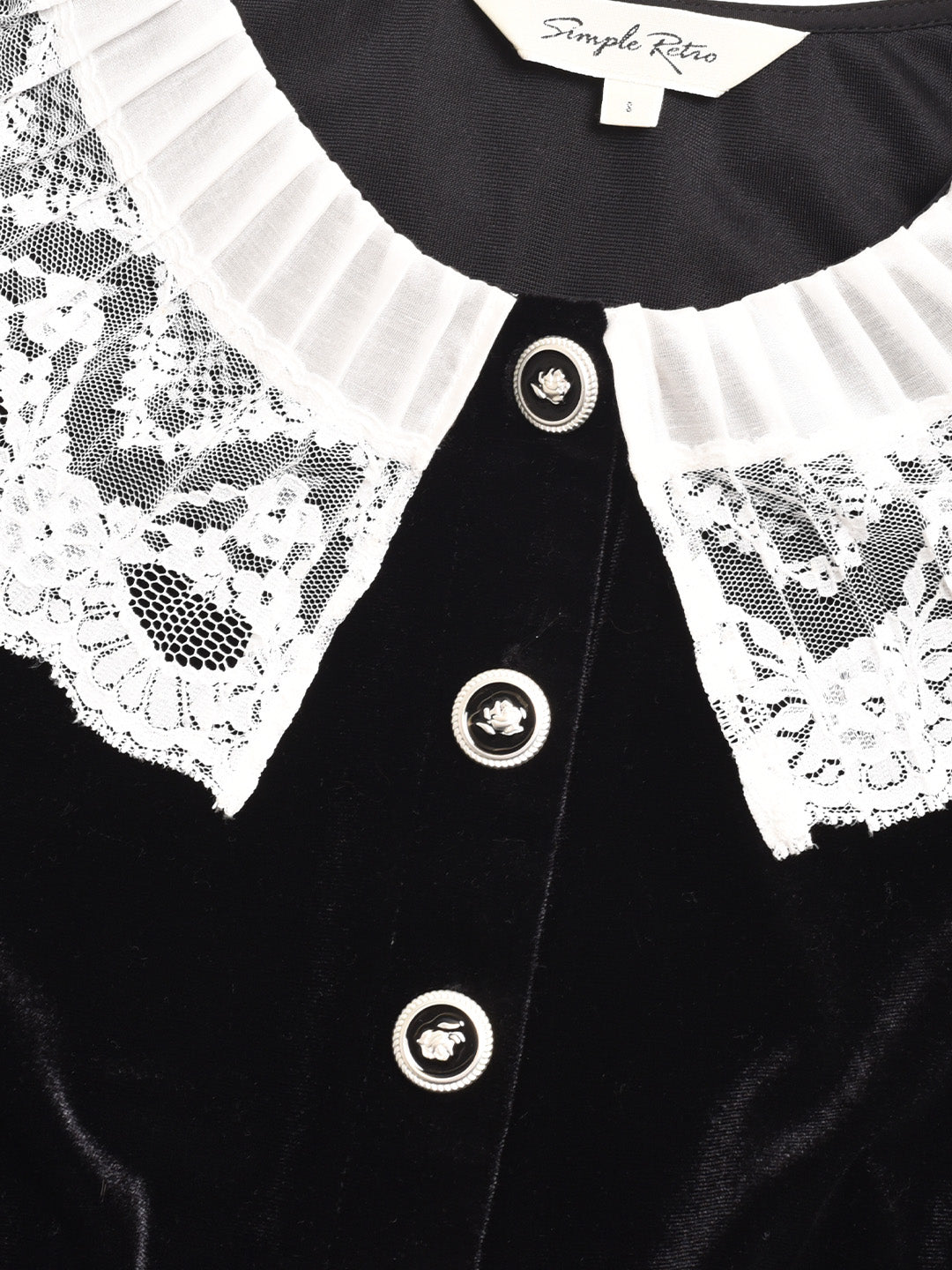 Matilda V-Neck Velvet Lace Blouse