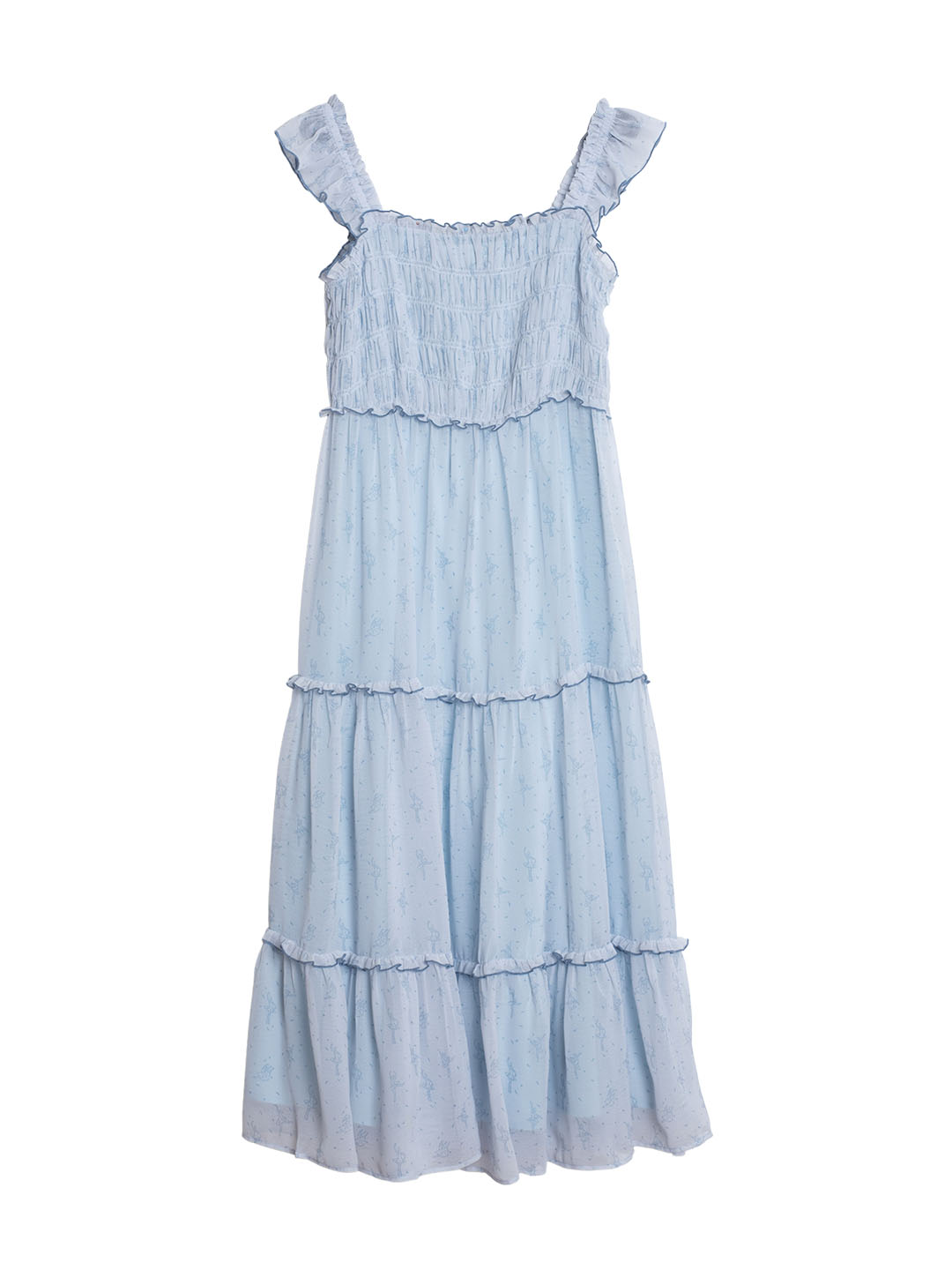 【Final Sale】Paulina Original Ballet Girl Print Square Neck Lace Sleeve Dress