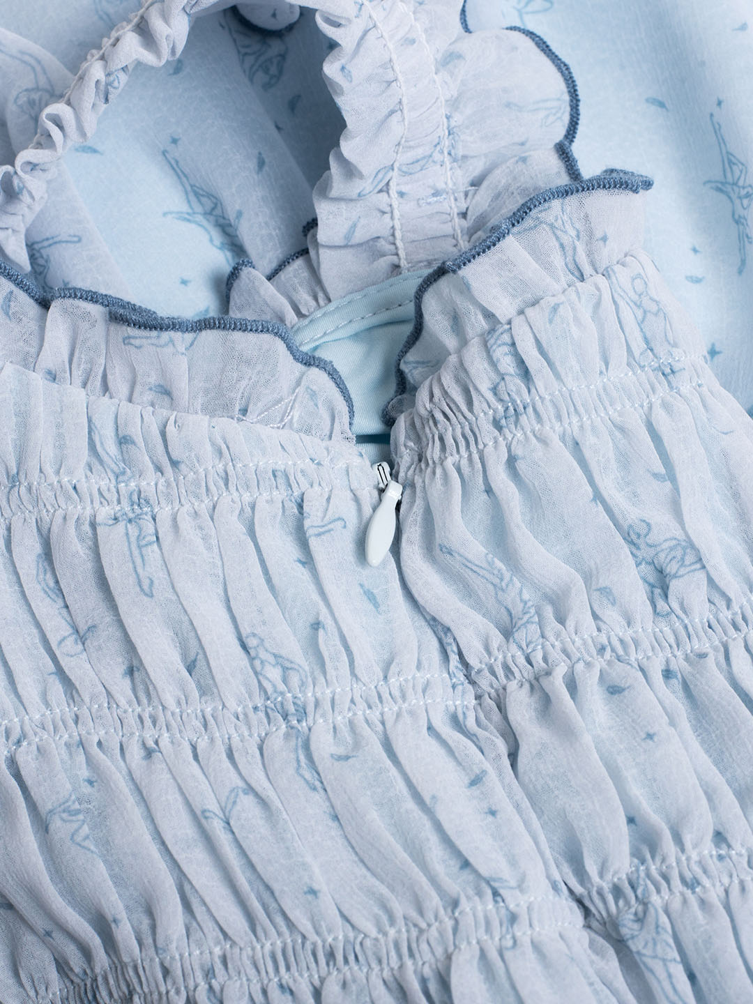 【Final Sale】Paulina Original Ballet Girl Print Square Neck Lace Sleeve Dress