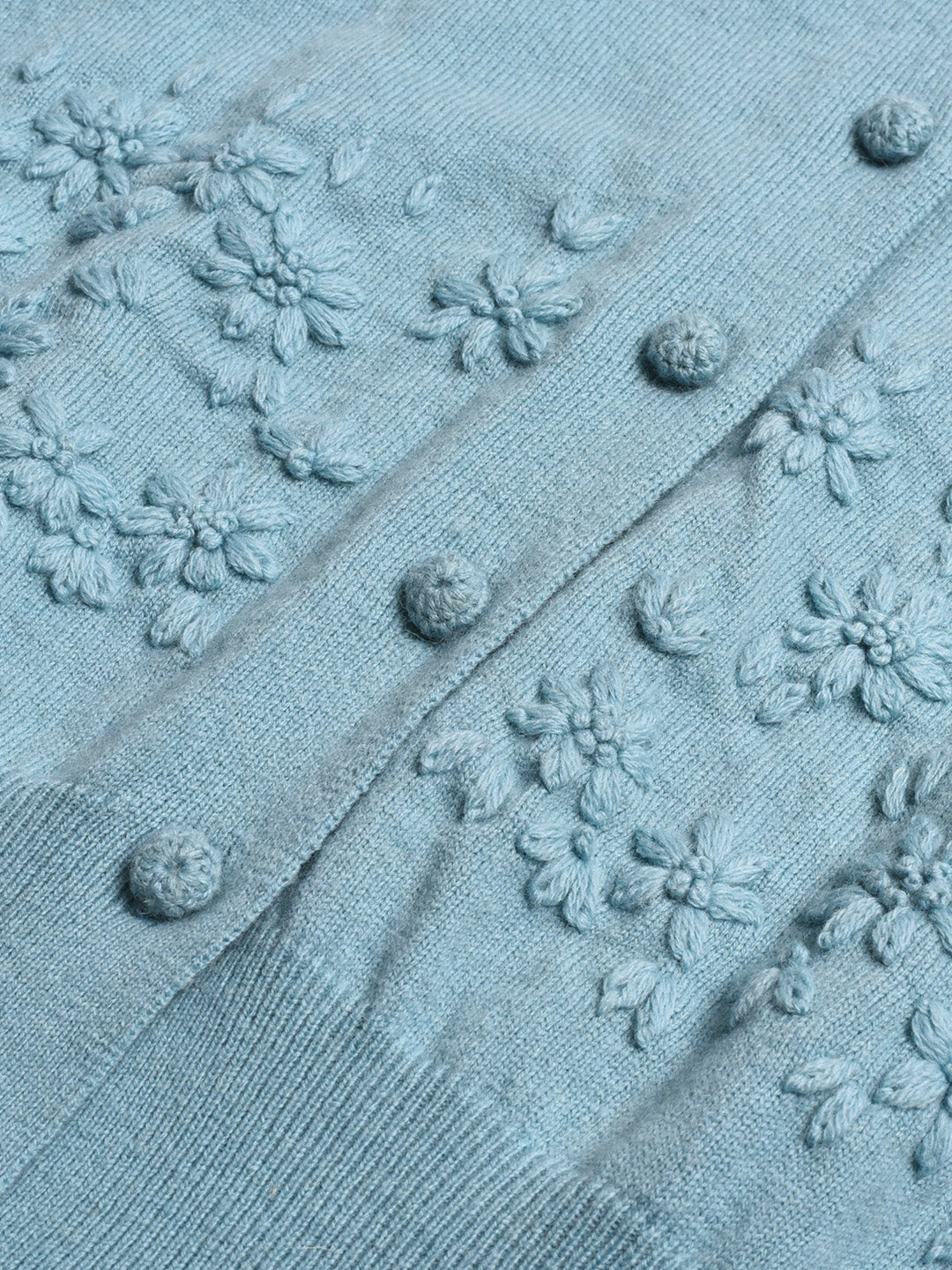 Lola Round Neck Embroidery Wool Cardigan