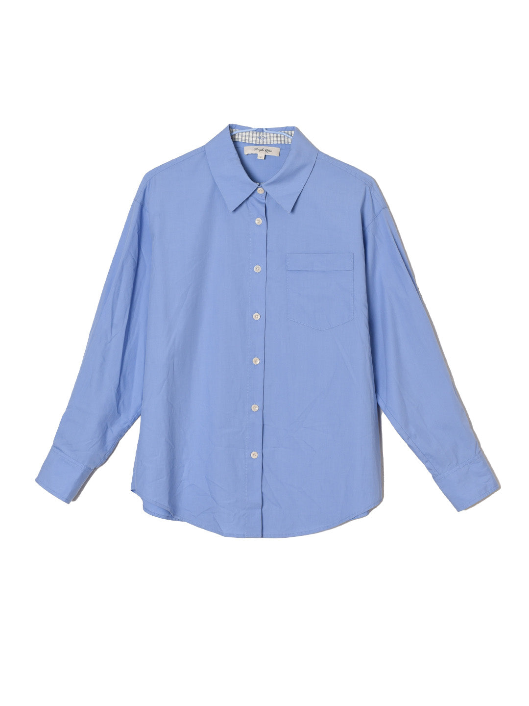 Abby Removable Collar and Cuffs Contrast Color Small Checkered Shirt - Blue