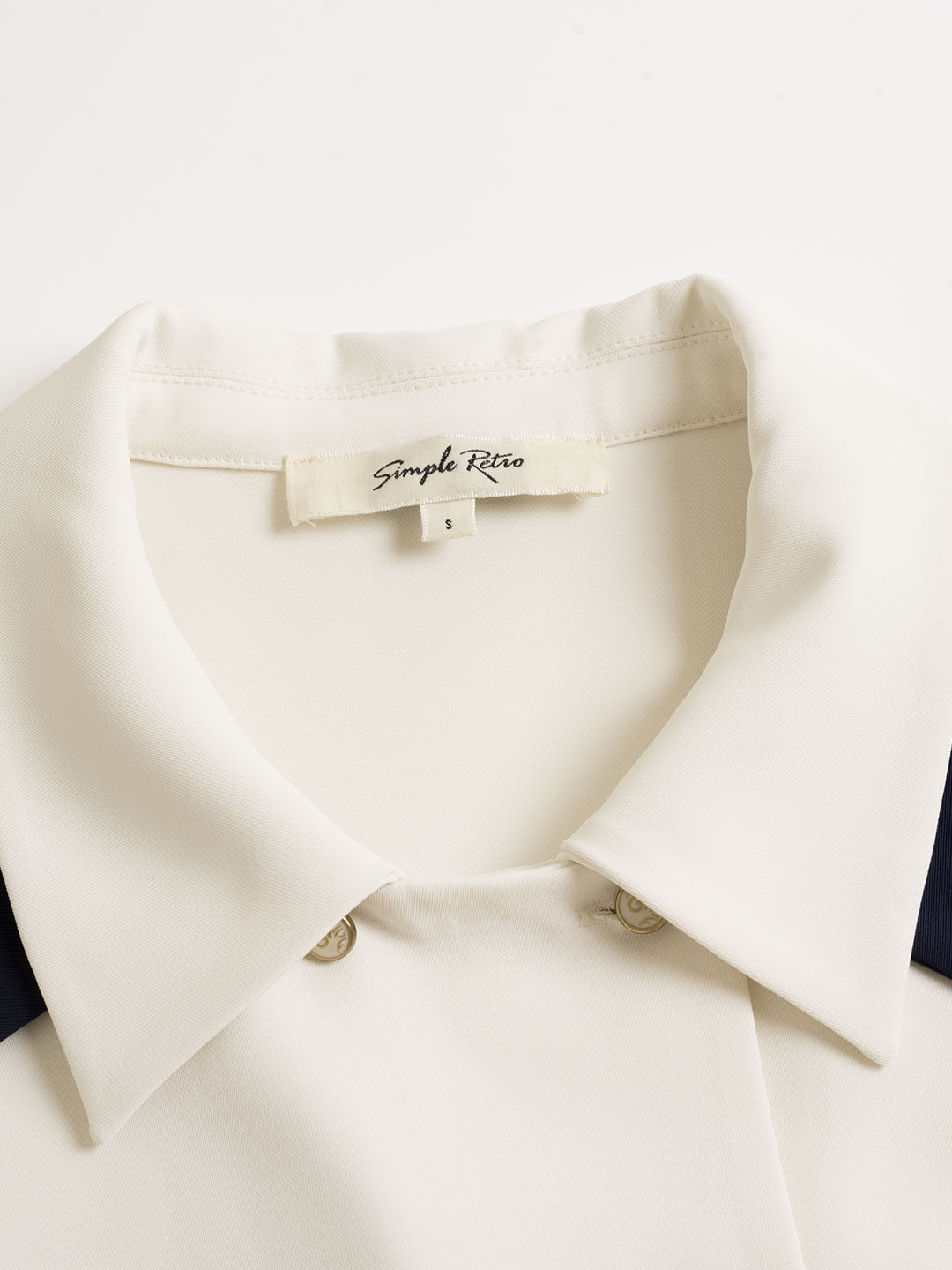 Rebekah Vintage Double Breasted Colorblock Collar Blouse