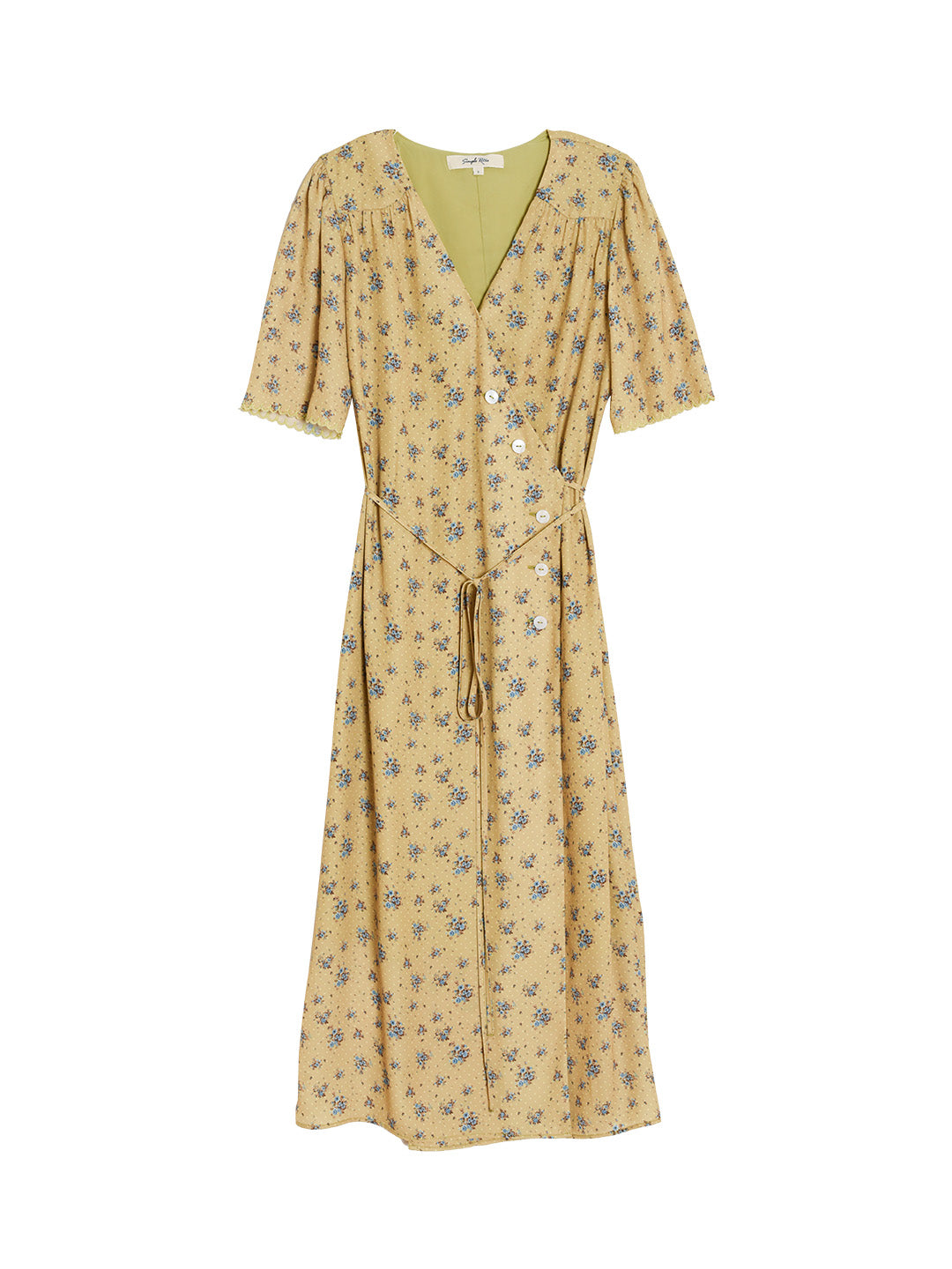 Samara Rose Polka Dot Floral V-neck Tea Dress