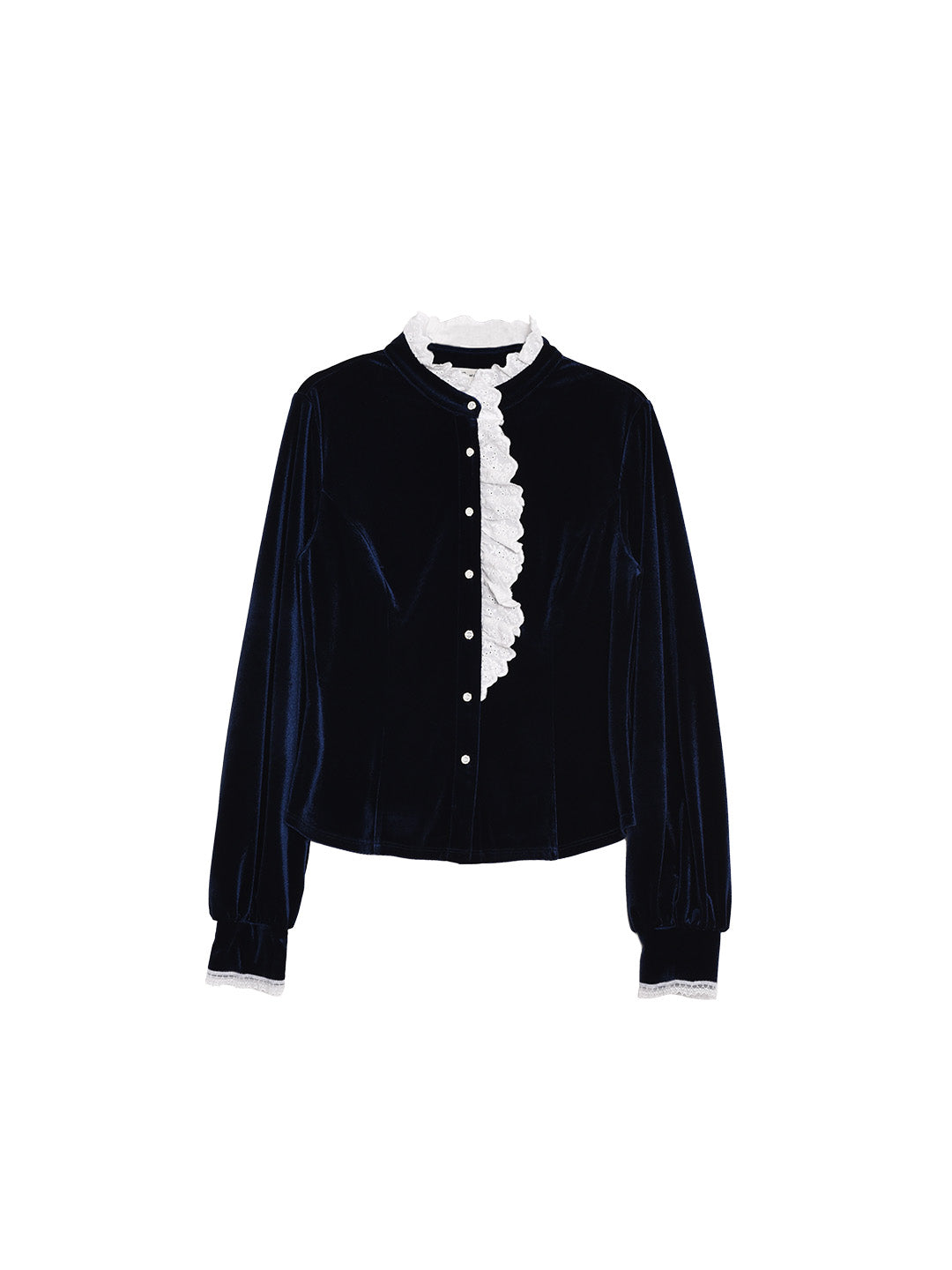 Karina Lace Neck Velvet Top