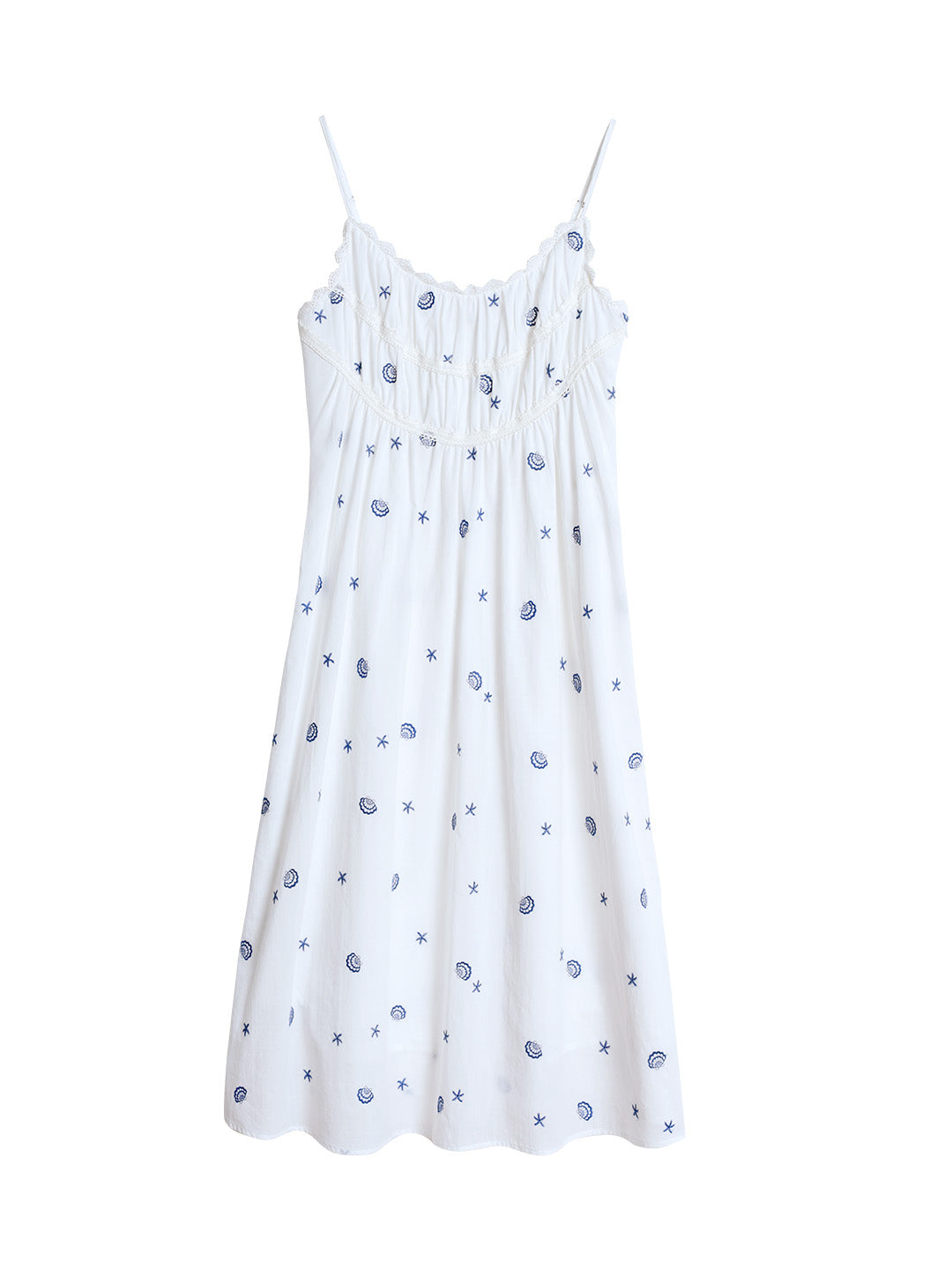 Marina Shell Embroidered Cotton Slip Dress