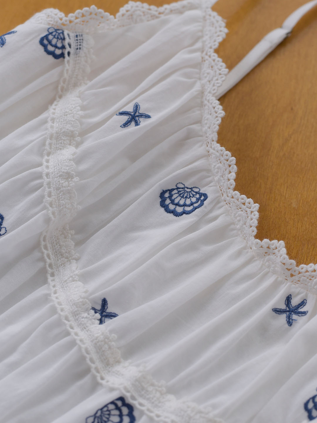 Marina Shell Embroidered Cotton Slip Dress