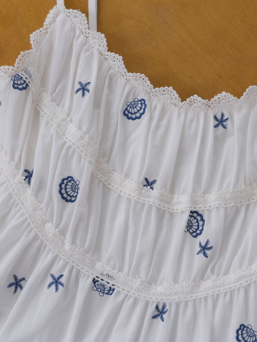 Marina Shell Embroidered Cotton Slip Dress