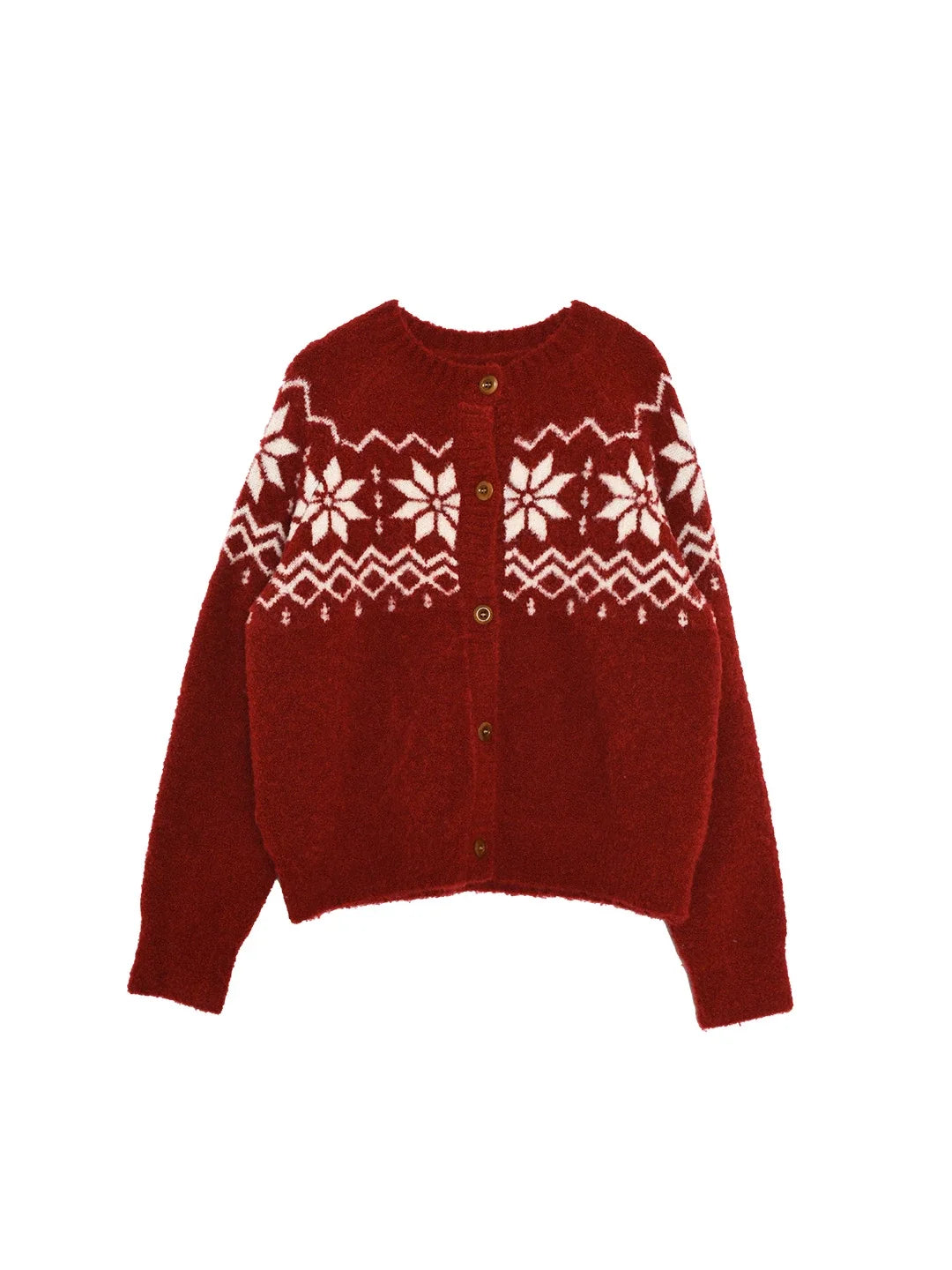 Cleo Round Neck Jacquard Cardigan