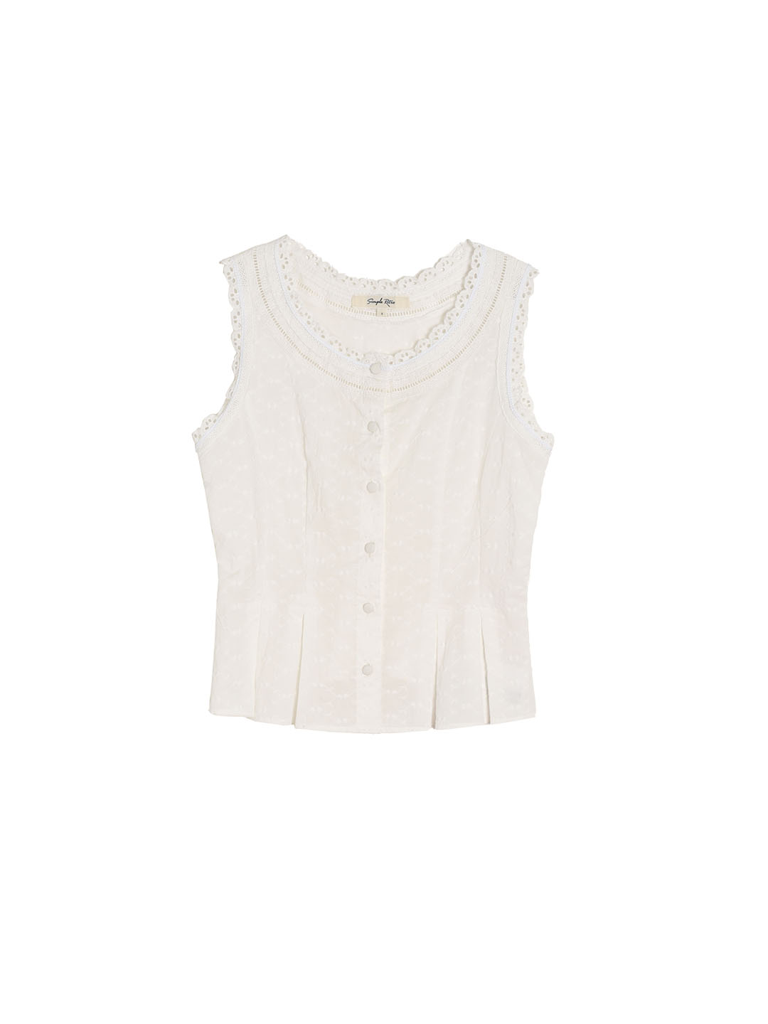 Esme Lace Paneled Crewneck Embroidered Tank Top