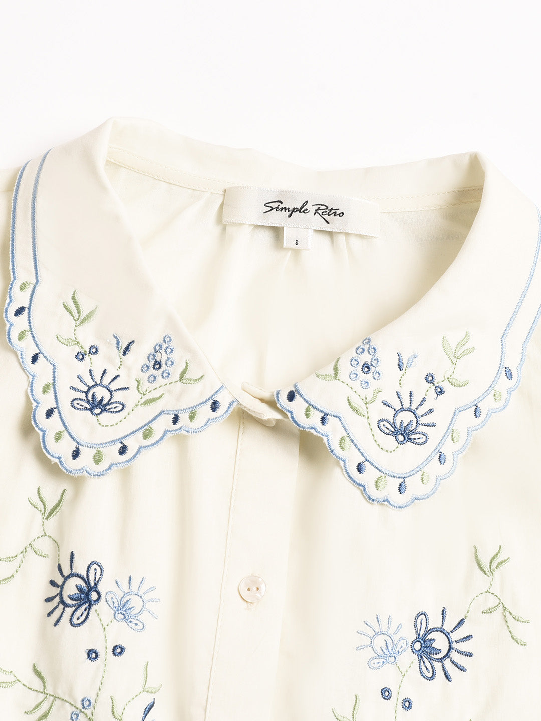 Alora Peter Pan Collar Embroidery 100% Cotton Blouse